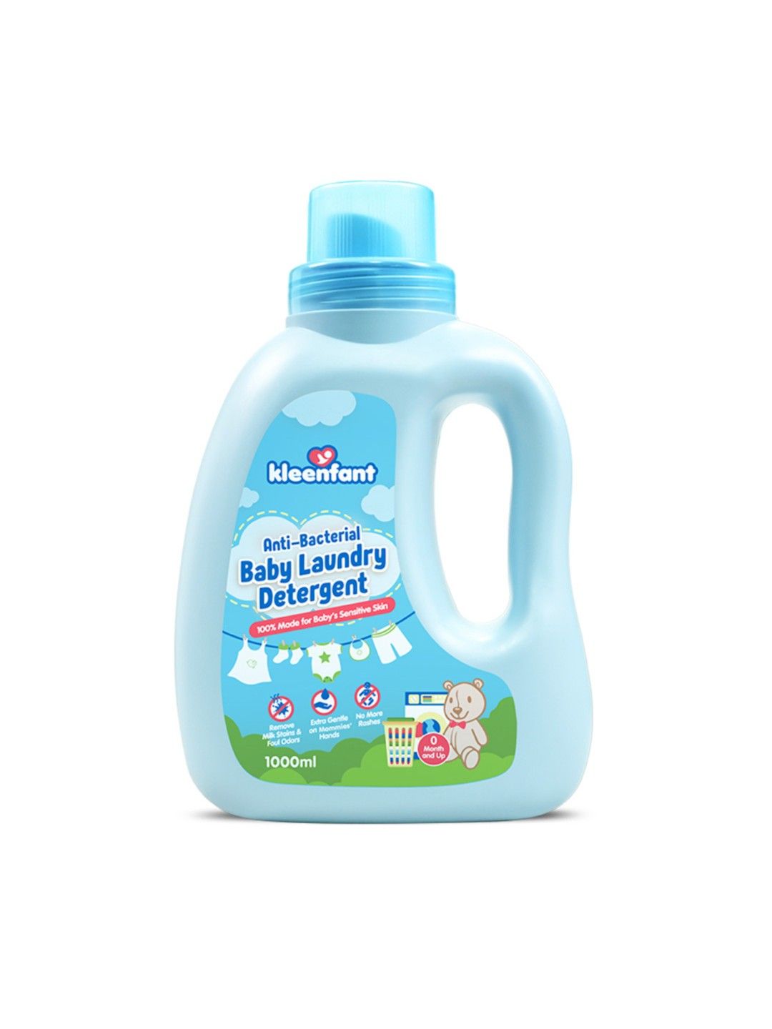 Kleenfant Antibacterial Baby Laundry Wash Liquid Detergent (1L) (No Color- Image 2)