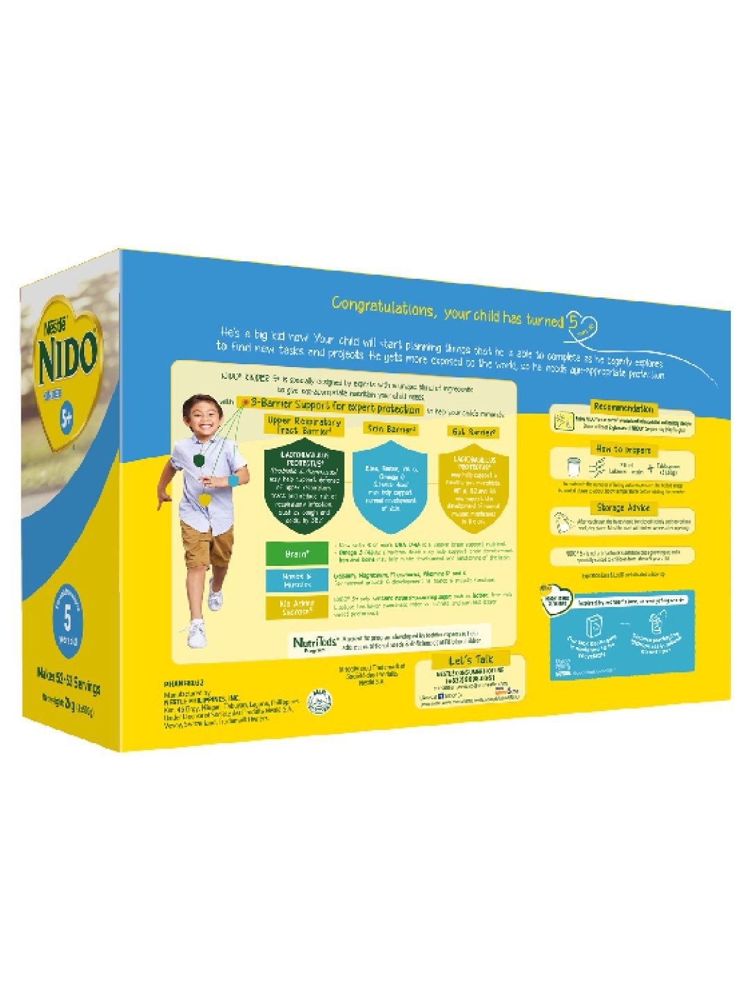 Nido 5+ Powdered Milk Drink For School Age Above 5 Yrs Old (2kg) [Expiry: Oct 2024] (No Color- Image 2)