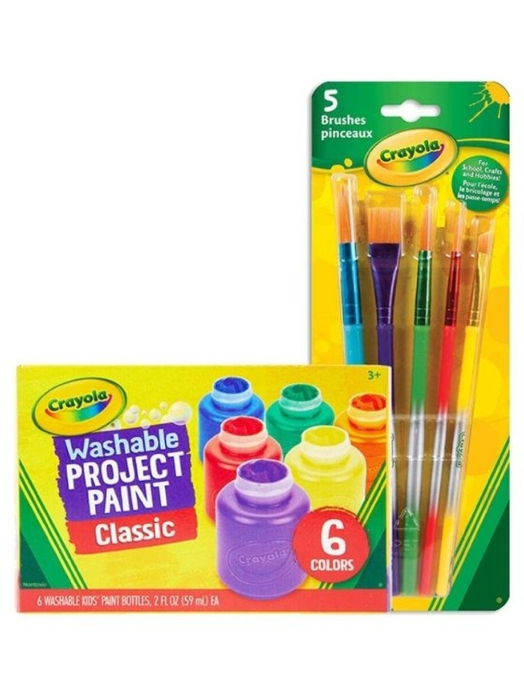 Crayola Ogalala Arts Bundle 2 (6s Washable Kid's Paint + 5s Brushes)