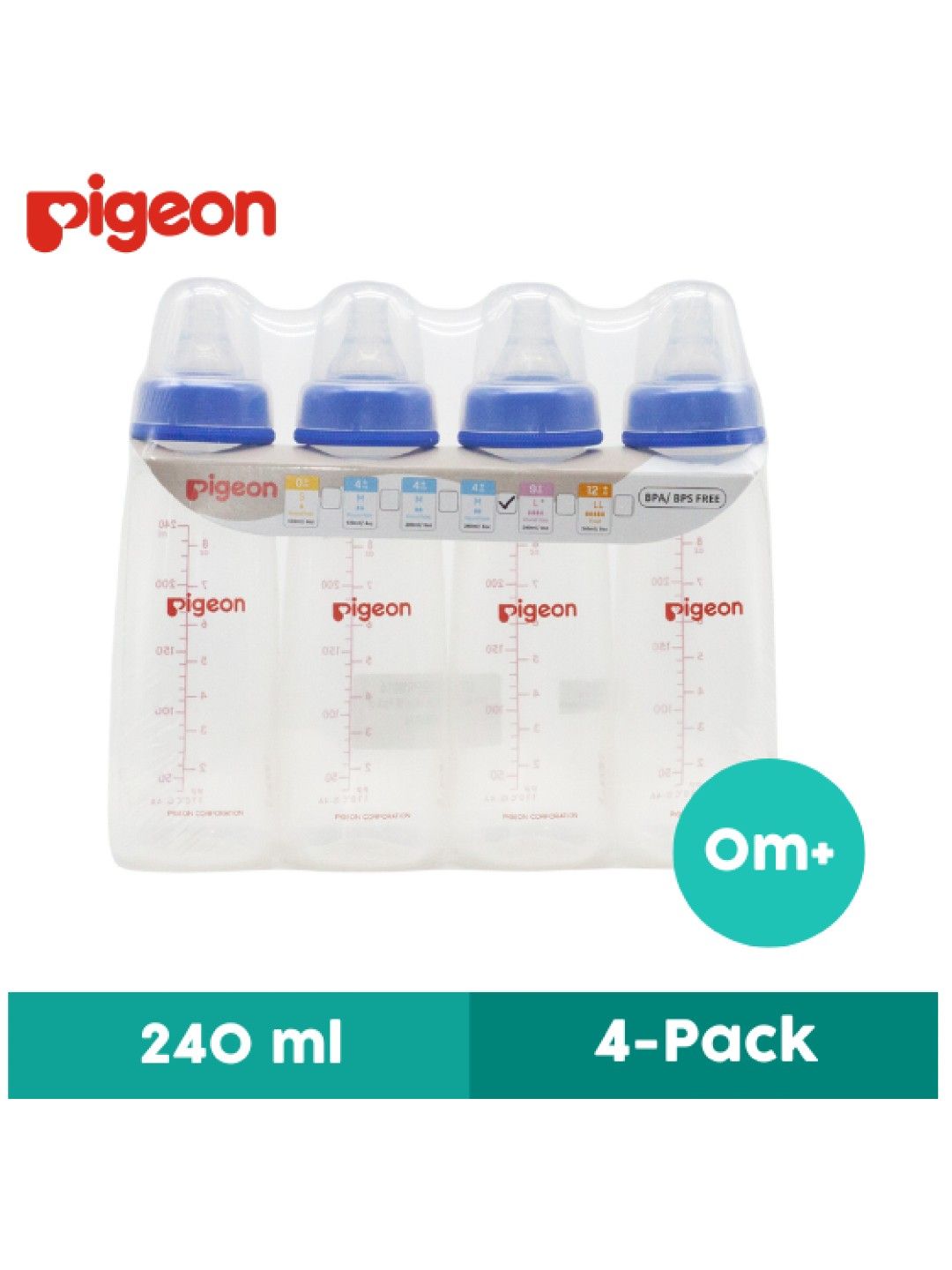 Pigeon RPP Blue Bottle Medium 4-Pack (240ml)