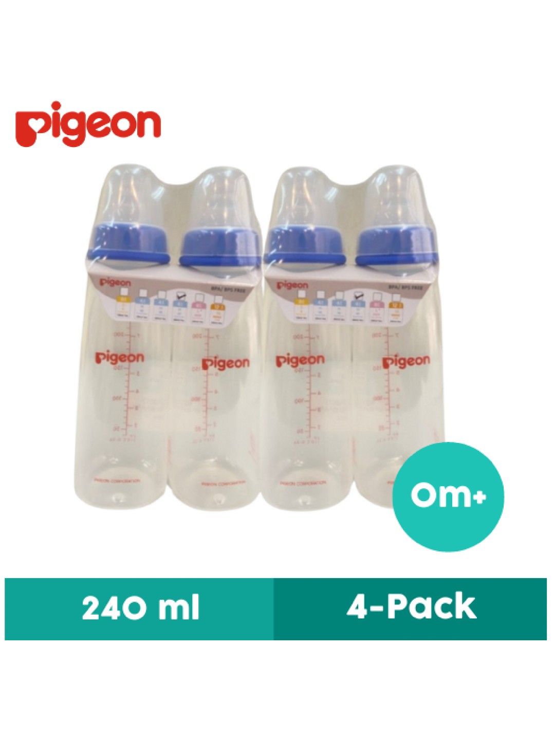 Pigeon RPP Blue Bottle Medium 4-Pack (240ml)