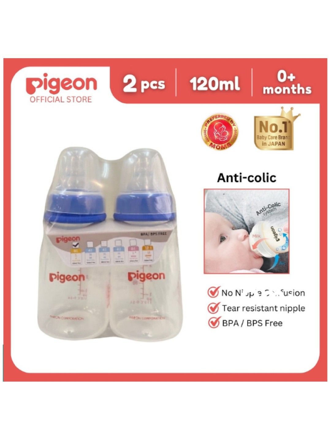 Pigeon RPP Blue Bottle Small (120ml) Twin Pack for Newborn (No Color- Image 2)