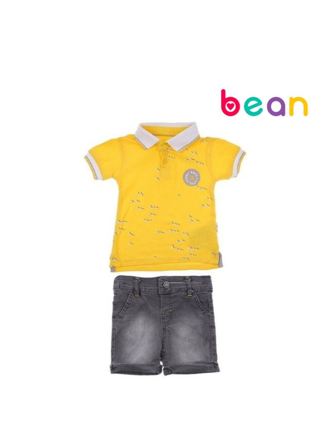 bean fashion Wogi Play 2-Piece Set Polo Shirt and Denim Shorts (No Color- Image 1)