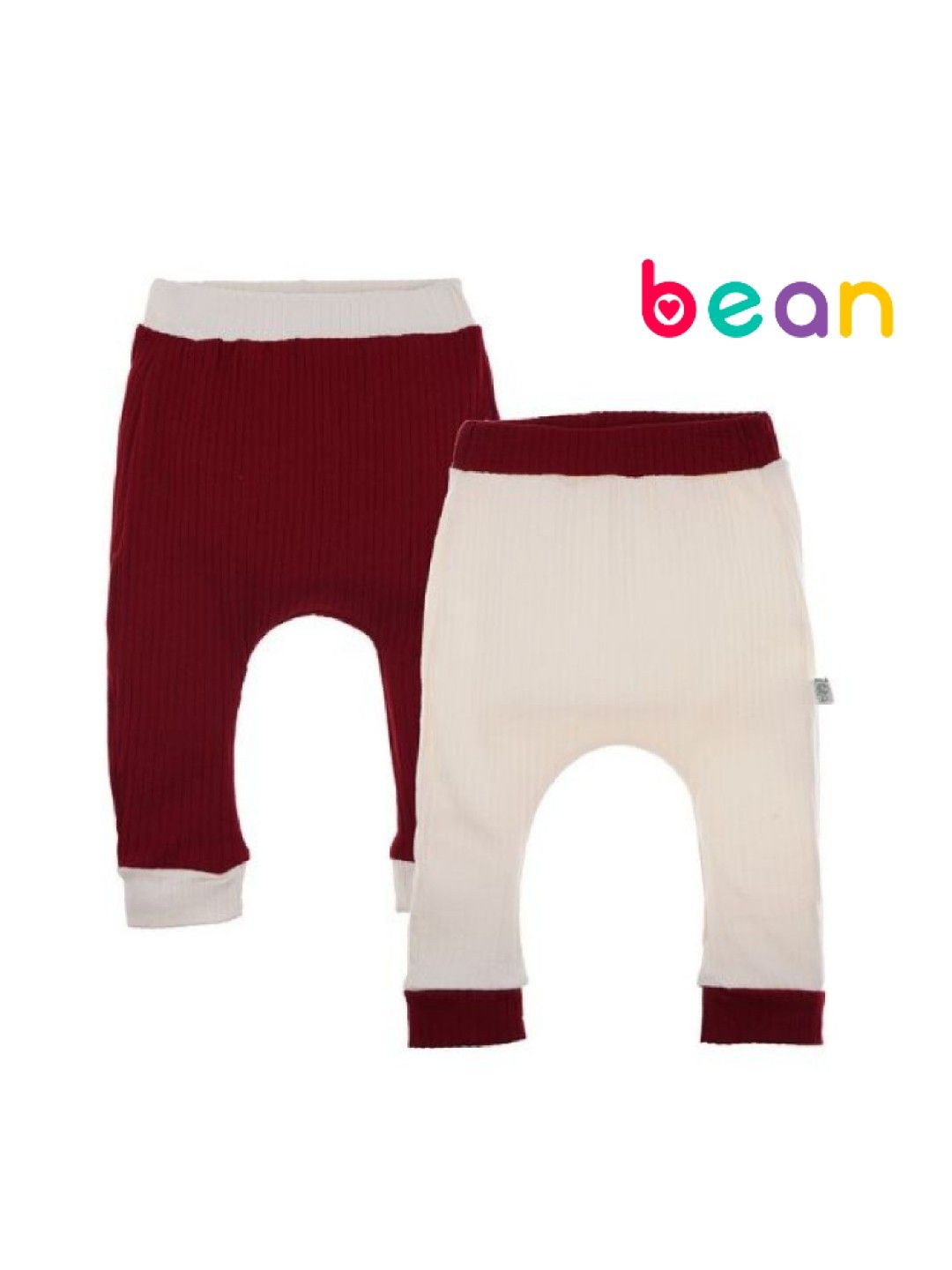 bean fashion Babycosy Organic Pants Set of 2 (Creamy White & Red- Image 1)