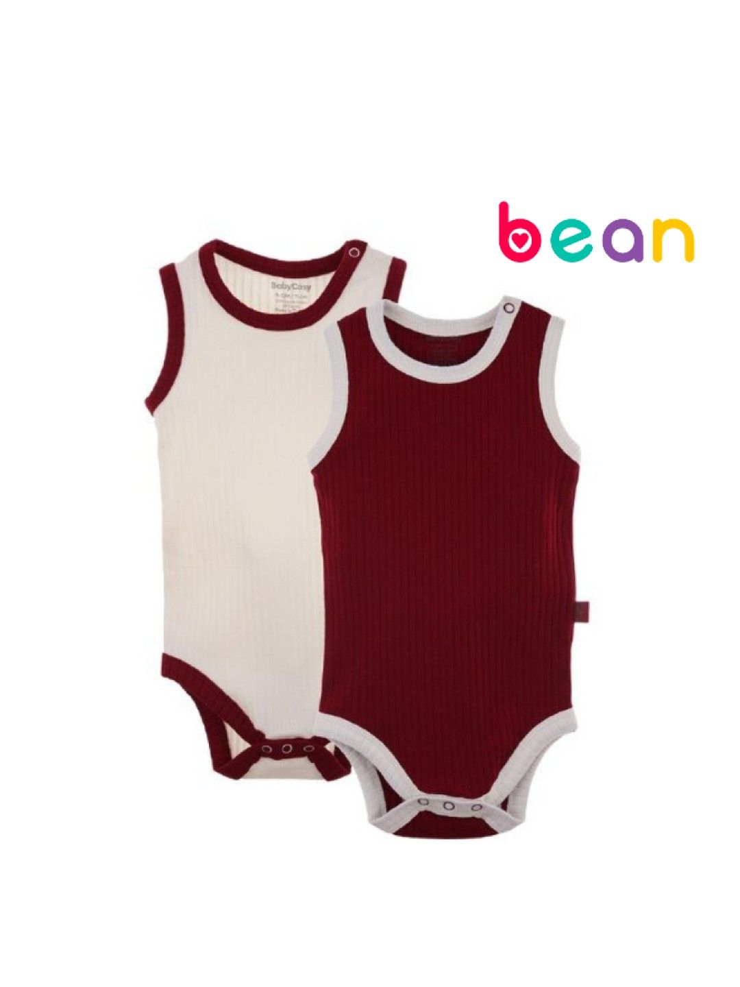 bean fashion Babycosy Organic Sleeveless Onesie Set of 2 (Creamy White & Red- Image 1)