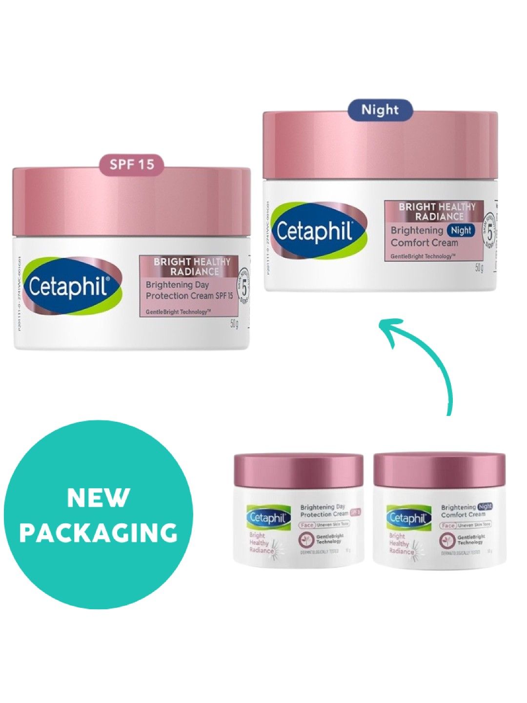 Cetaphil Brightening Day Cream SPF15 (50g) + Brightening Night Protection Cream (50g) (No Color- Image 3)