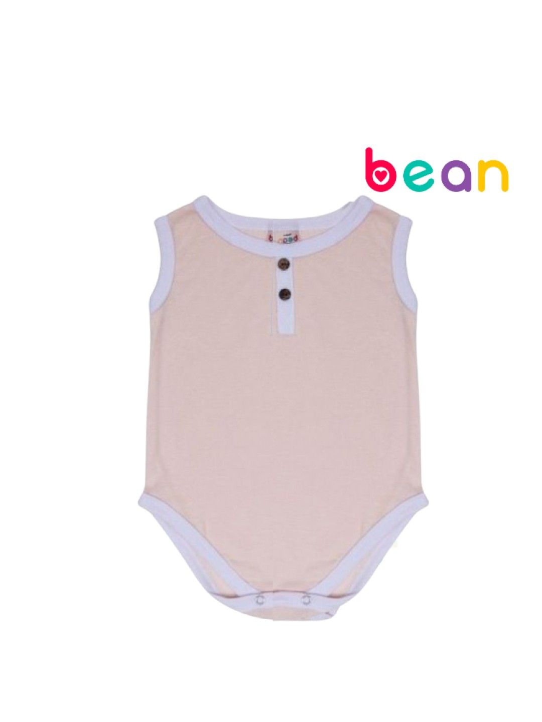 bean fashion Comfy Casuals Play Sleeveless Onesie (Cream- Image 1)