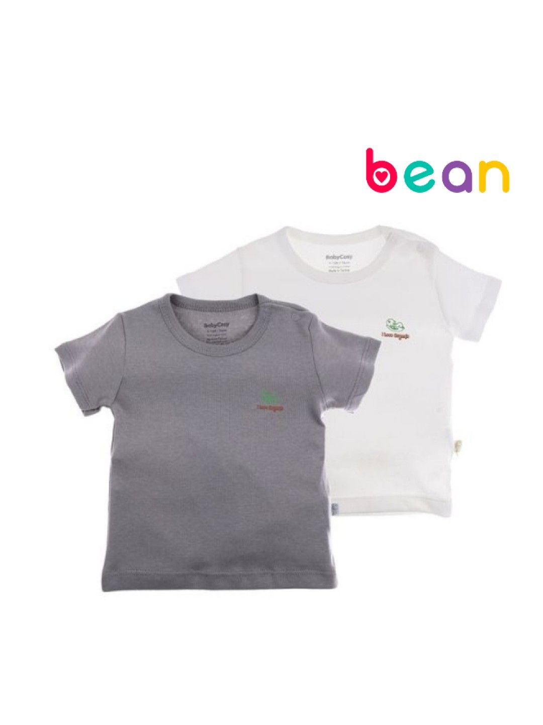 bean fashion Babycosy Organic Basic T-shirt Set of 2 (Creamy White & Gray- Image 1)