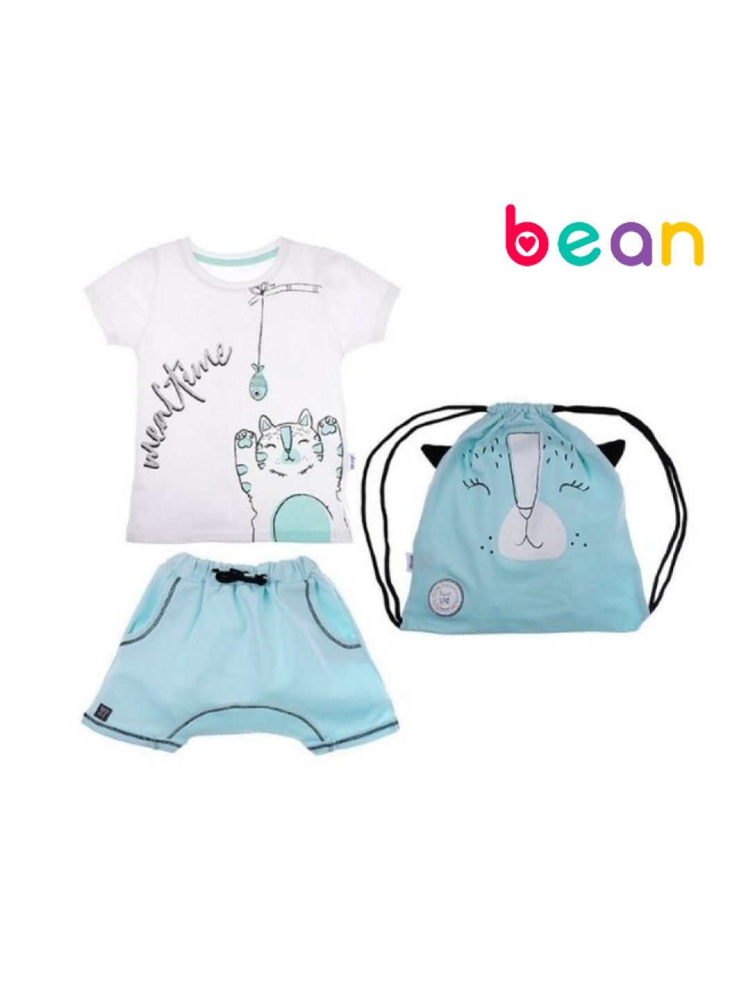 bean fashion Wogi Play 3-Piece T-shirt Set with Shorts and Bag (No Color- Image 1)