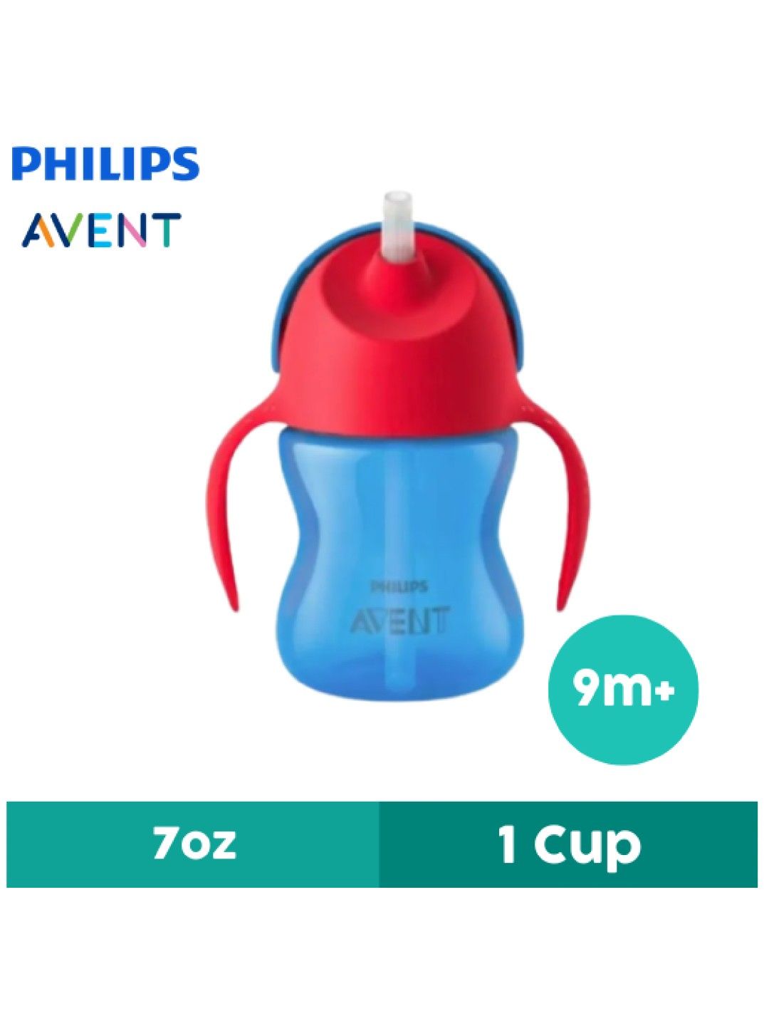 Avent 9m+ Straw Cup (7oz) (Blue- Image 1)