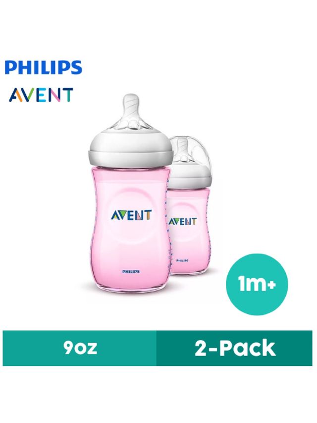 Avent Natural Baby Bottle Pink (9oz) (2-pack) edamama