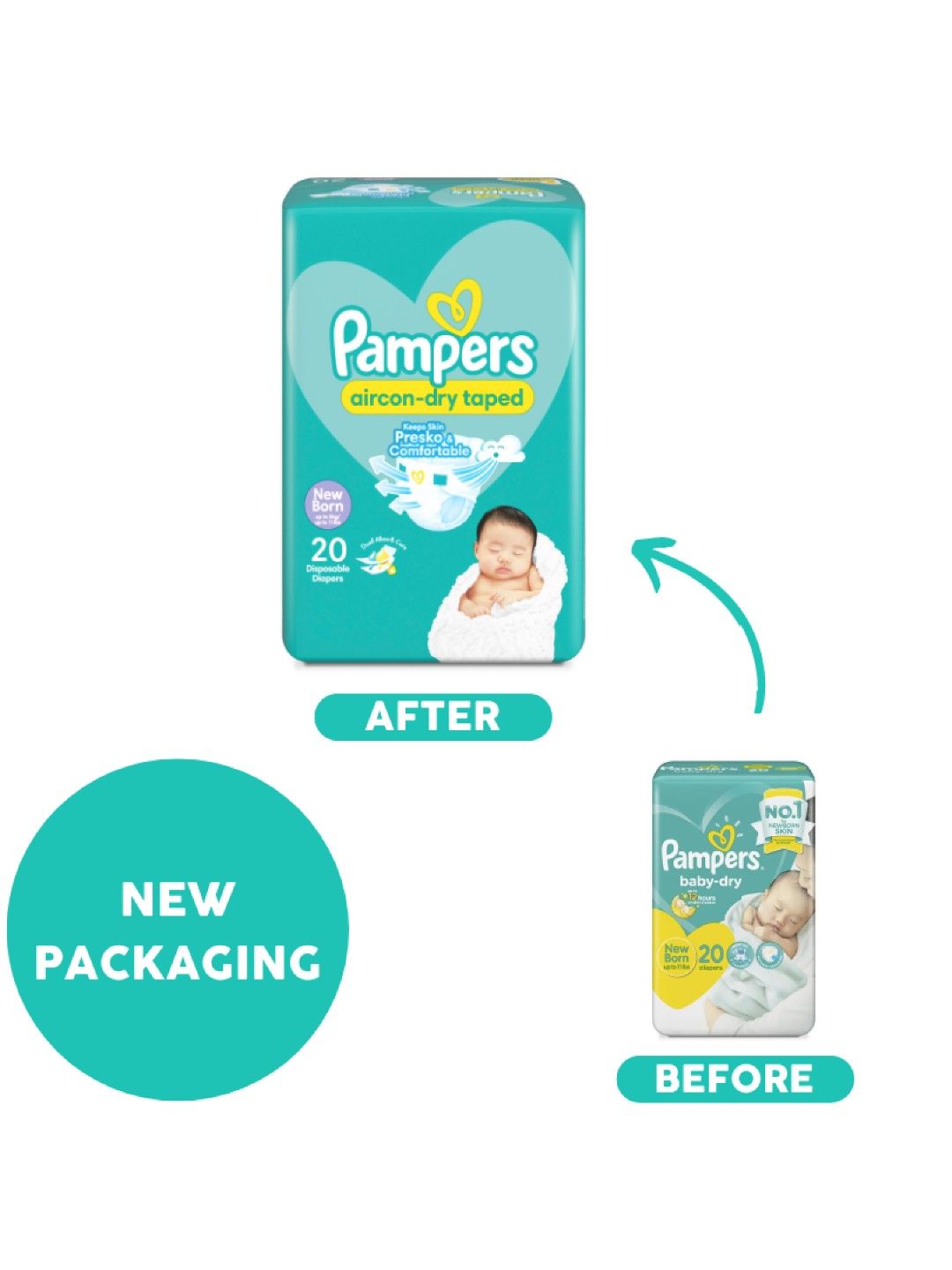 Pampers Baby Dry Taped Newborn 20s x 1 pack (20 pcs) (No Color- Image 3)