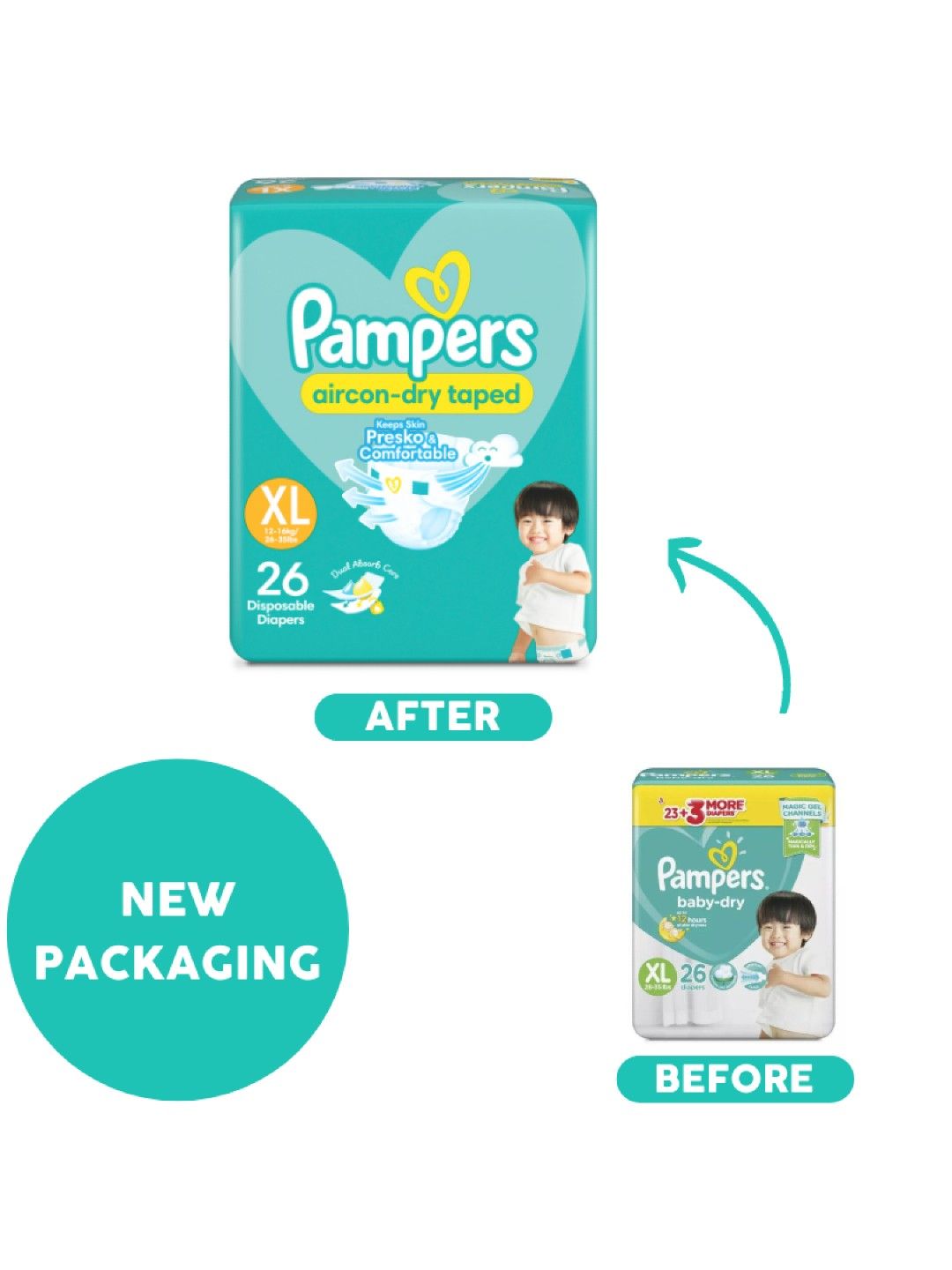 Pampers Baby Dry Taped XL 26s x 1 pack (26 pcs) (No Color- Image 3)