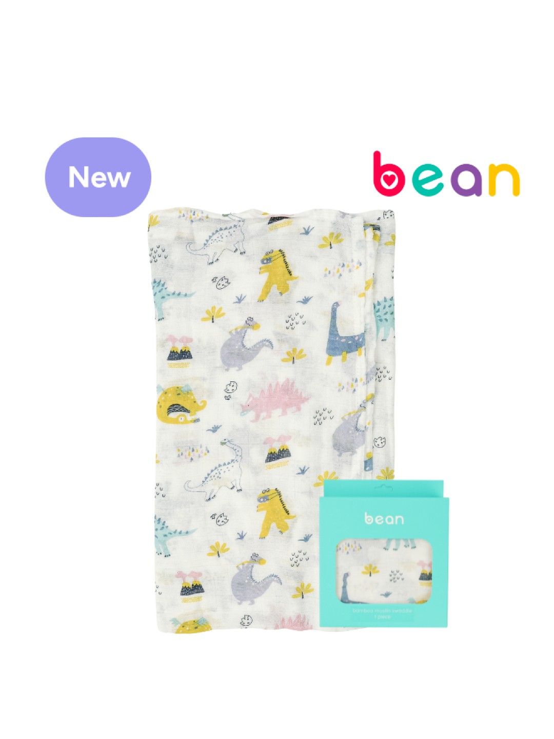 bean Bamboo Muslin Swaddles Dino