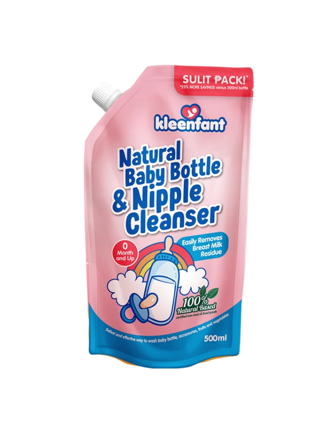 Kleenfant Natural Baby Bottle and Nipple Cleanser (500ml) (No Color- Image 1)