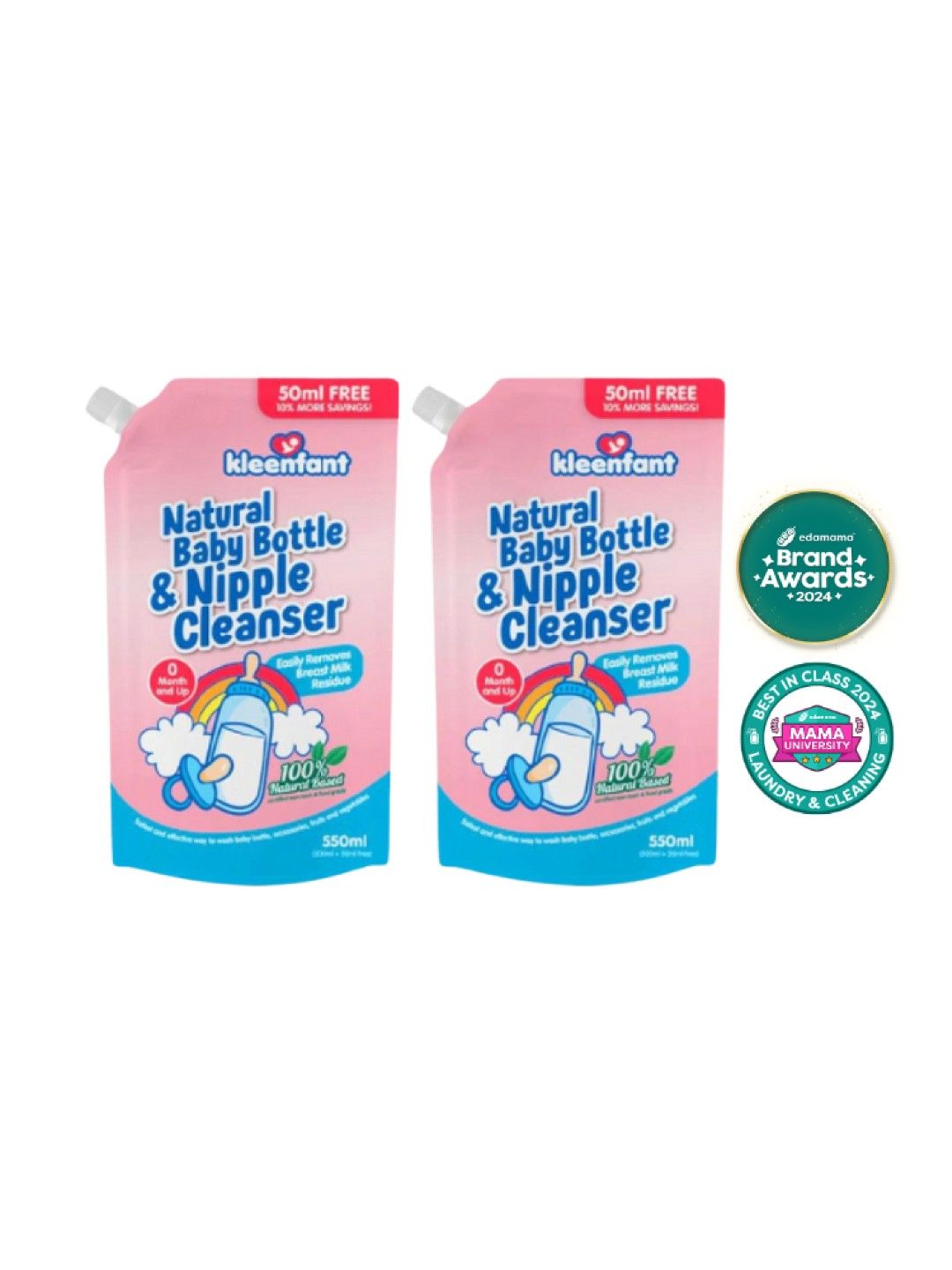 Kleenfant Natural Baby Bottle and Nipple Cleanser (550ml) Pack of 2 (No Color- Image 1)