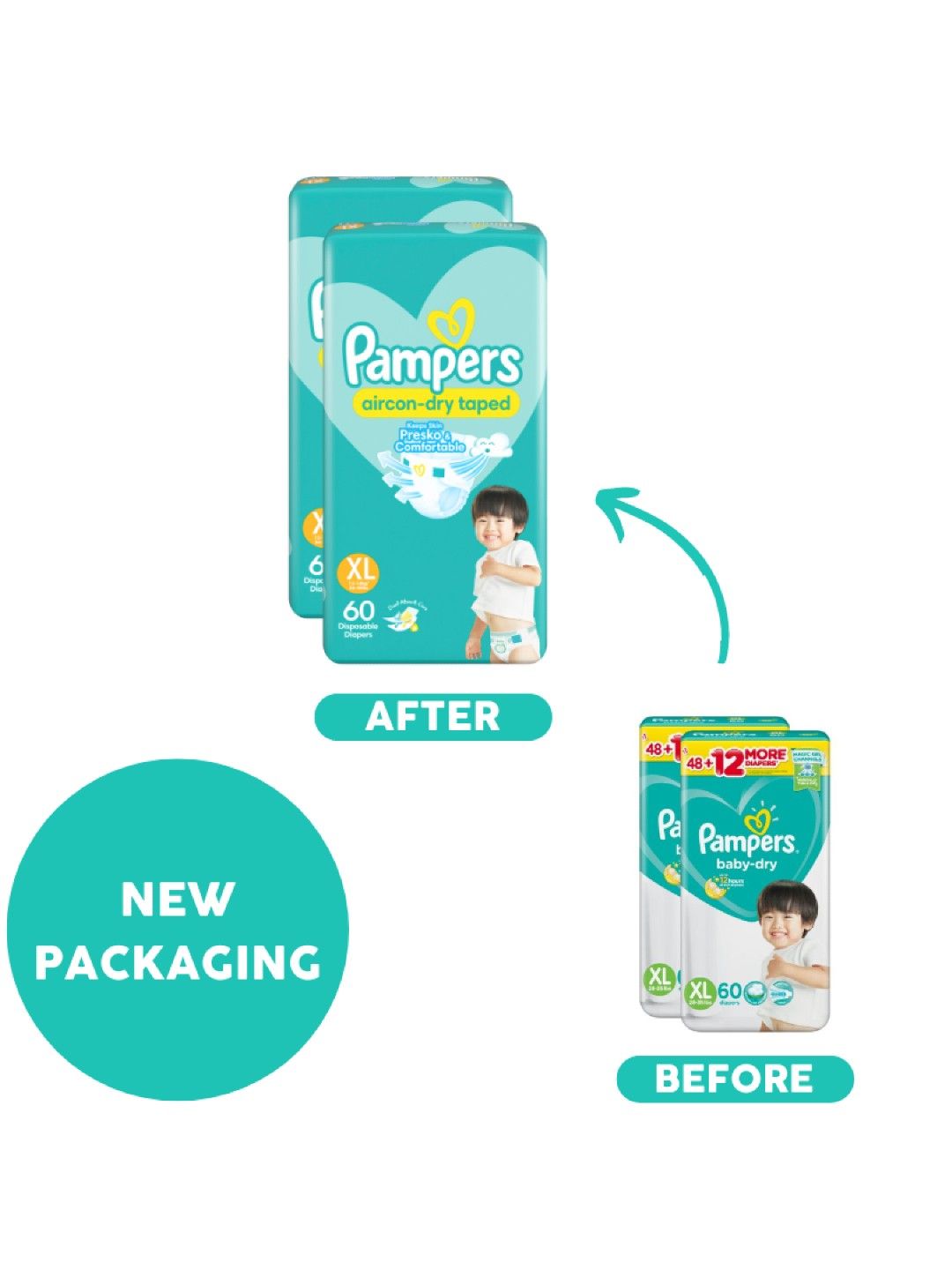 Pampers Baby Dry Taped XL 60s x 2 packs (120 pcs) (No Color- Image 3)