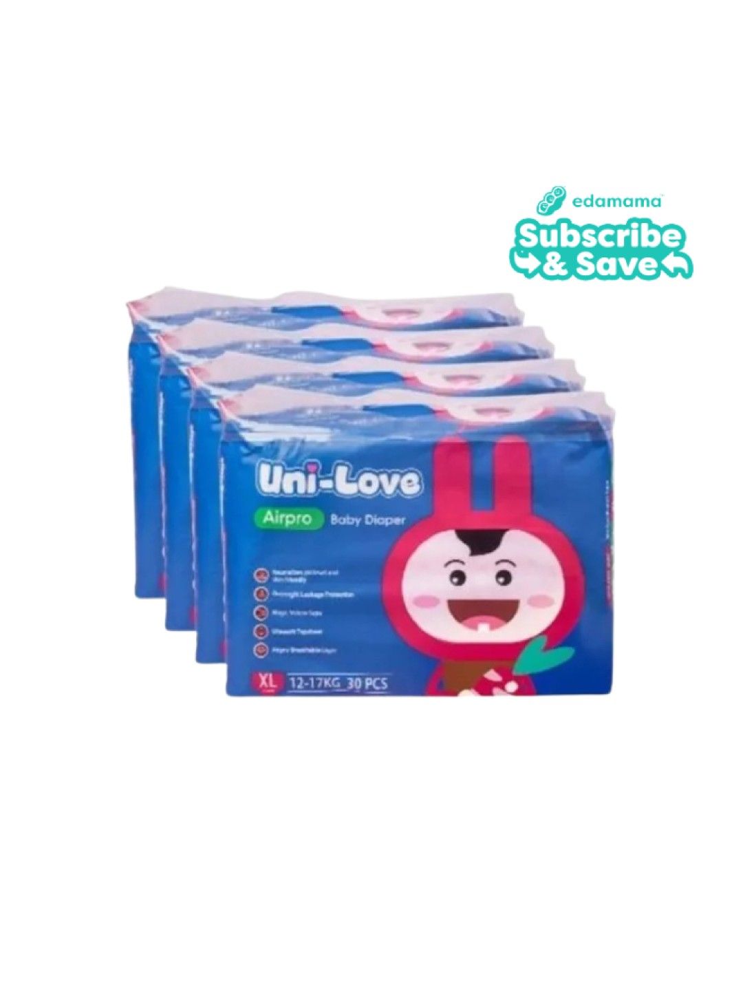 Uni-love Airpro Baby Tape Diaper Large (30pcs) Bundle of 4 - Subscription