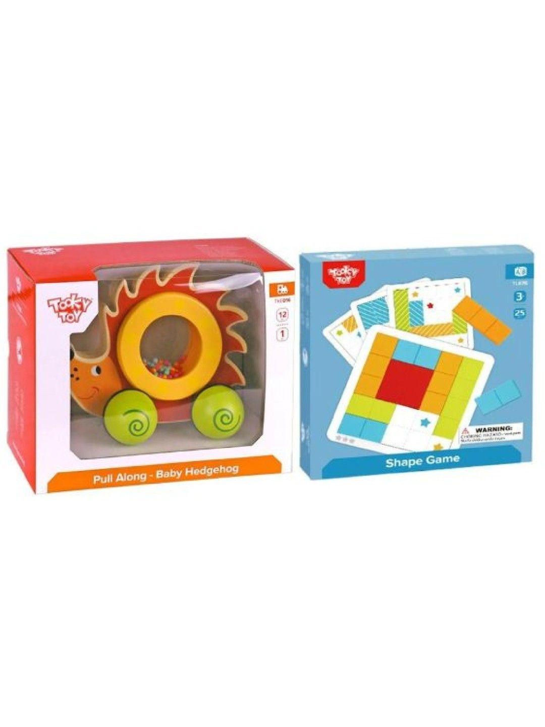 Tooky Toy Pull Along Baby Hedgehog and Shape Game Bundle