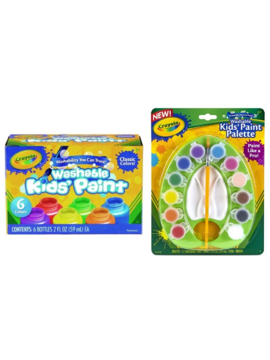 Crayola Washable Kids Paint 20z/59ml (6ct) and  Washable Kids Paint Palette Bundle (No Color- Image 1)