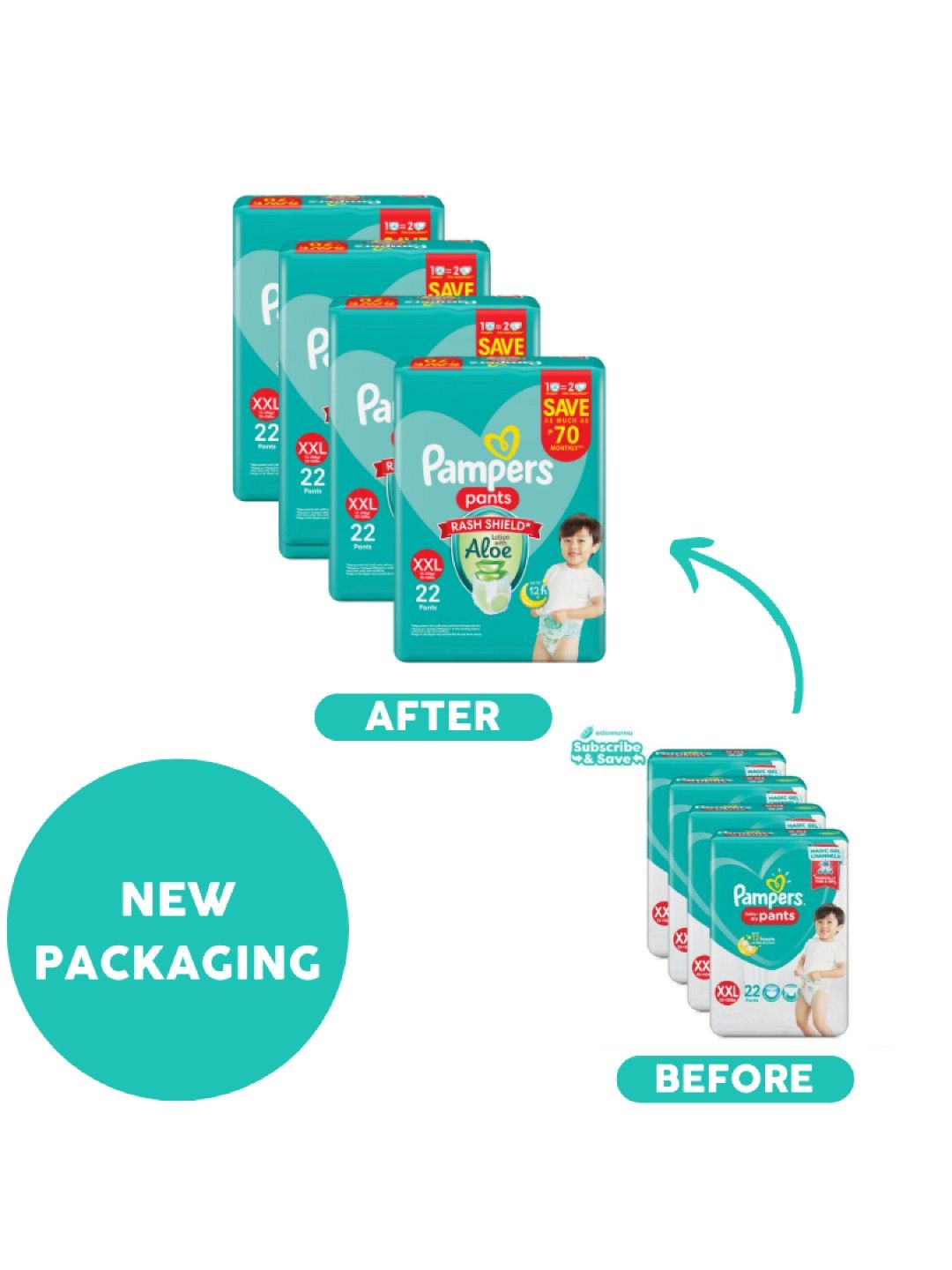 Pampers Baby Dry Pants XXL 22s x 4 packs (88pcs) - Subscription (No Color- Image 3)