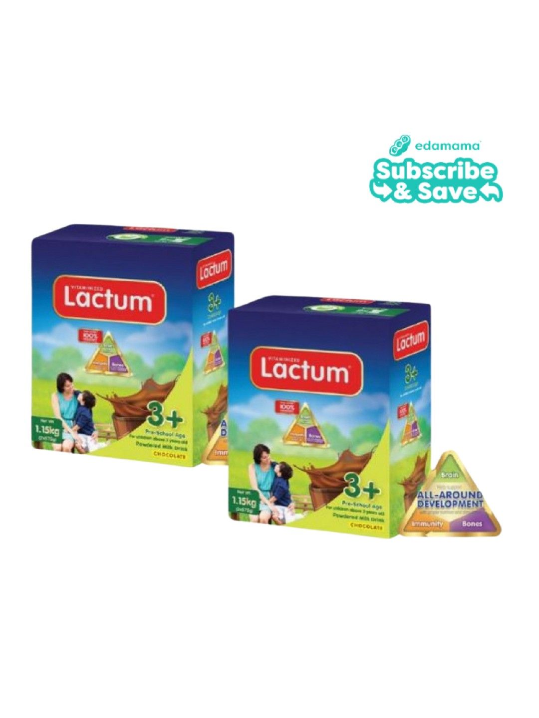 Lactum 3+ Chocolate Powdered Milk Drink for Children Above 3yo (1.15kg) x 2 - Subscription