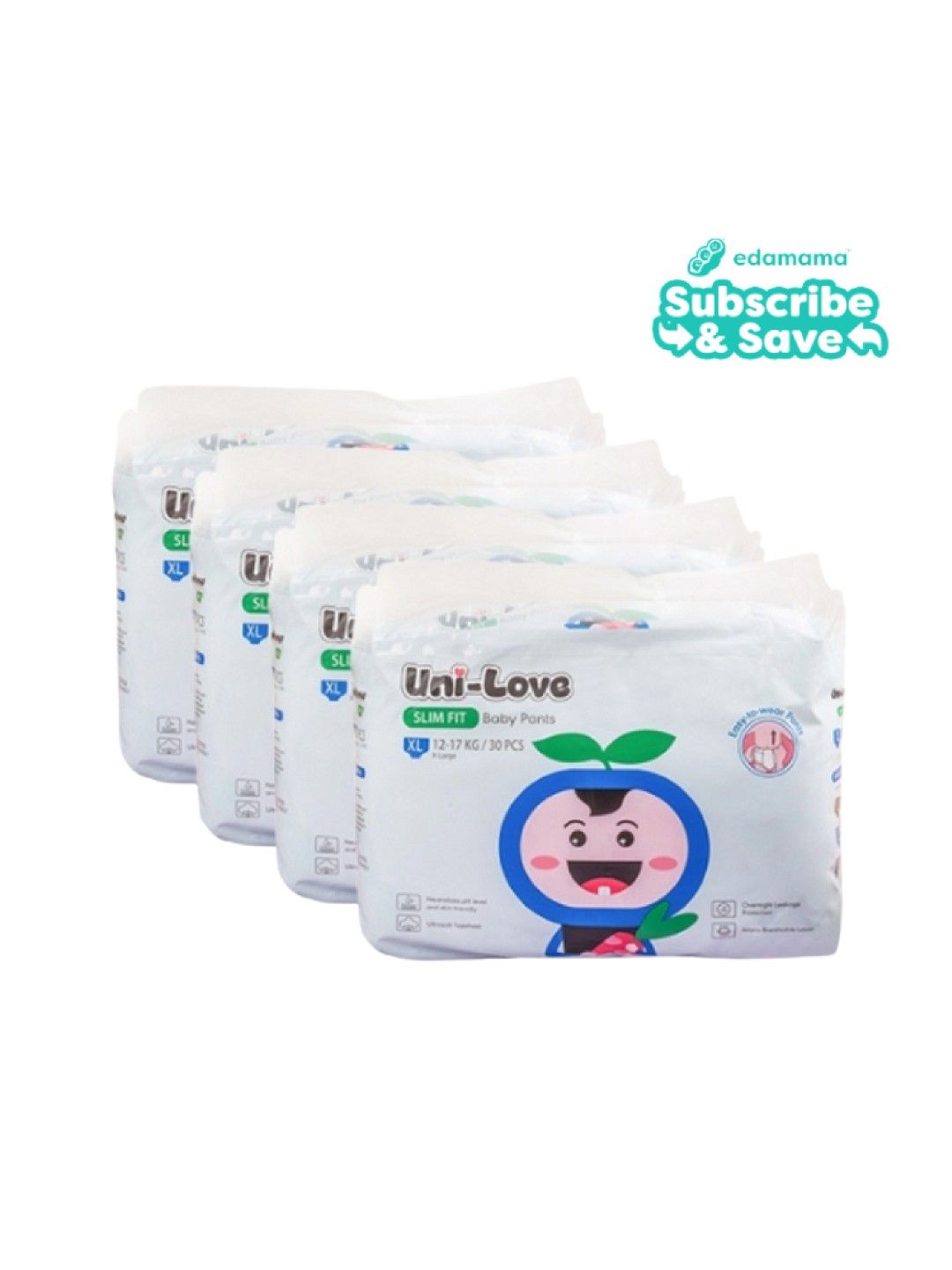 Uni-love [Bundle of 4] Slim Fit Baby Pants XL (30pcs) - Subscription (No Color- Image 1)