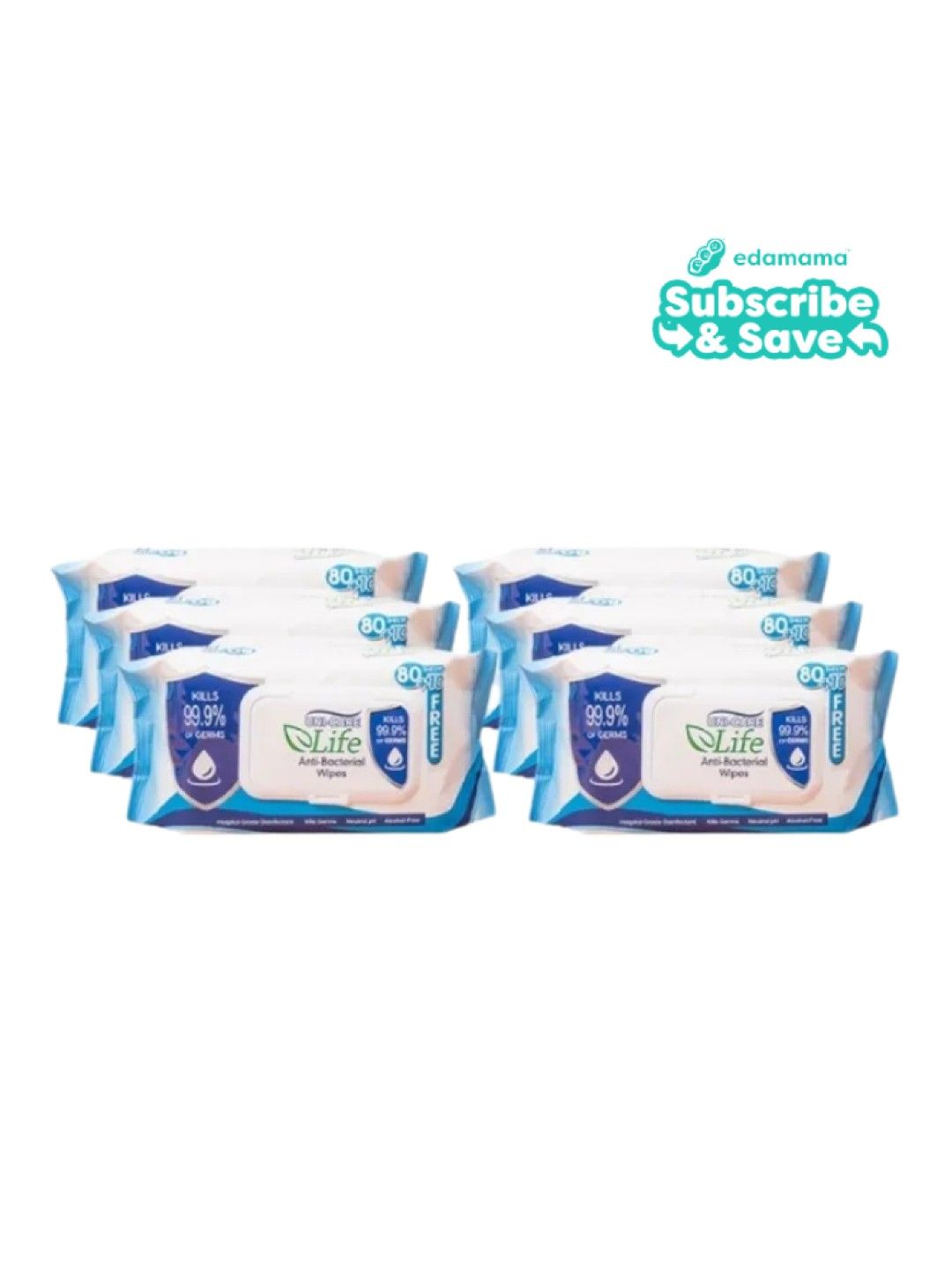 Uni-care Life Anti-Bacterial Wipes 6-Pack (90s) - Subscription (No Color- Image 1)