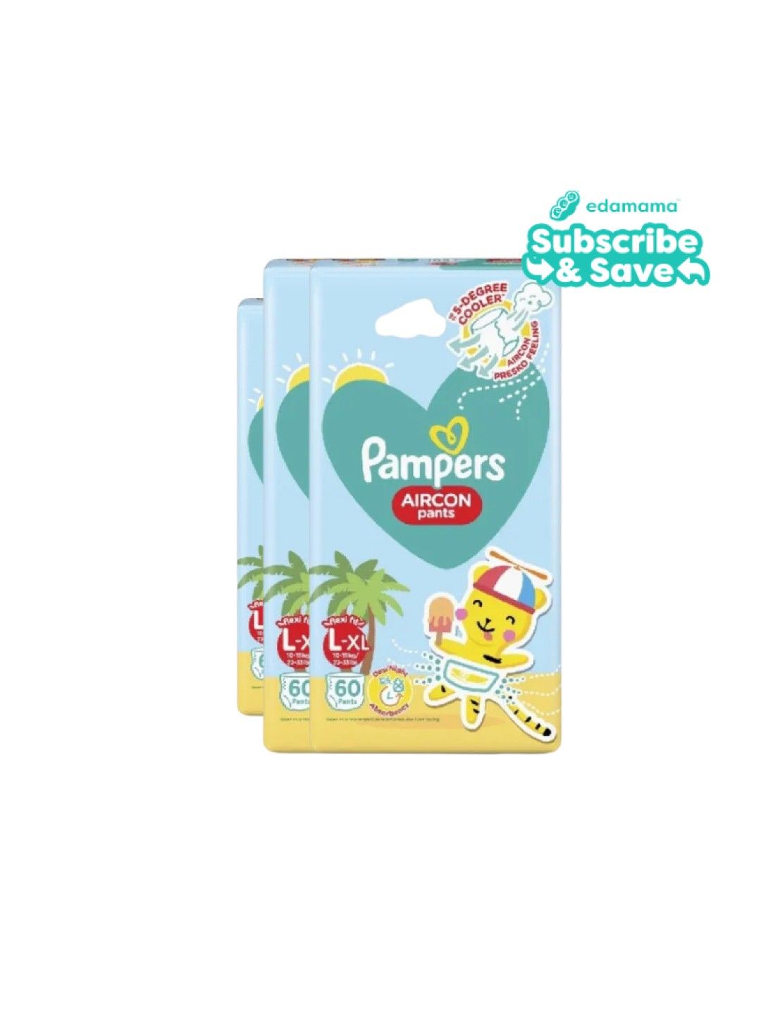 Pampers Aircon Pants Large 60s x 3 packs (180 diapers) - Subscription