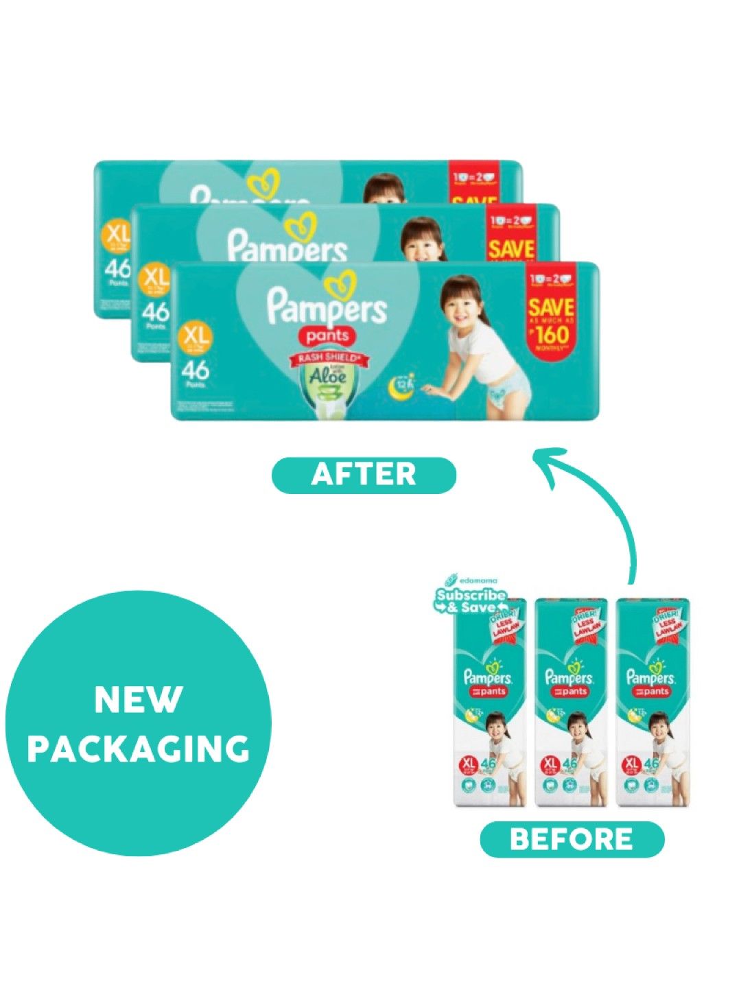 Pampers Baby Dry Pants XL 46s x 3 packs (138 pcs) - Subscription (No Color- Image 4)