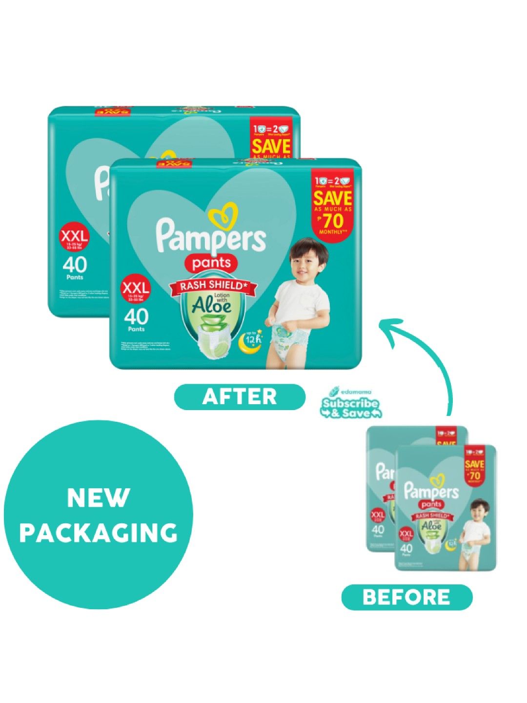 Pampers Baby Dry Pants XXL 40s x 2 packs (80 pcs)- Subscription (No Color- Image 3)