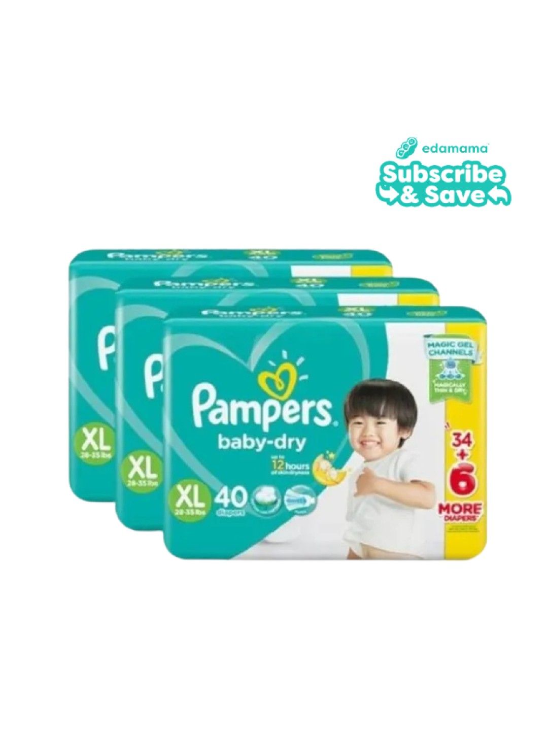 Pampers Baby Dry Taped XL 40s x 3 packs (120 pcs) - Subscription (No Color- Image 1)