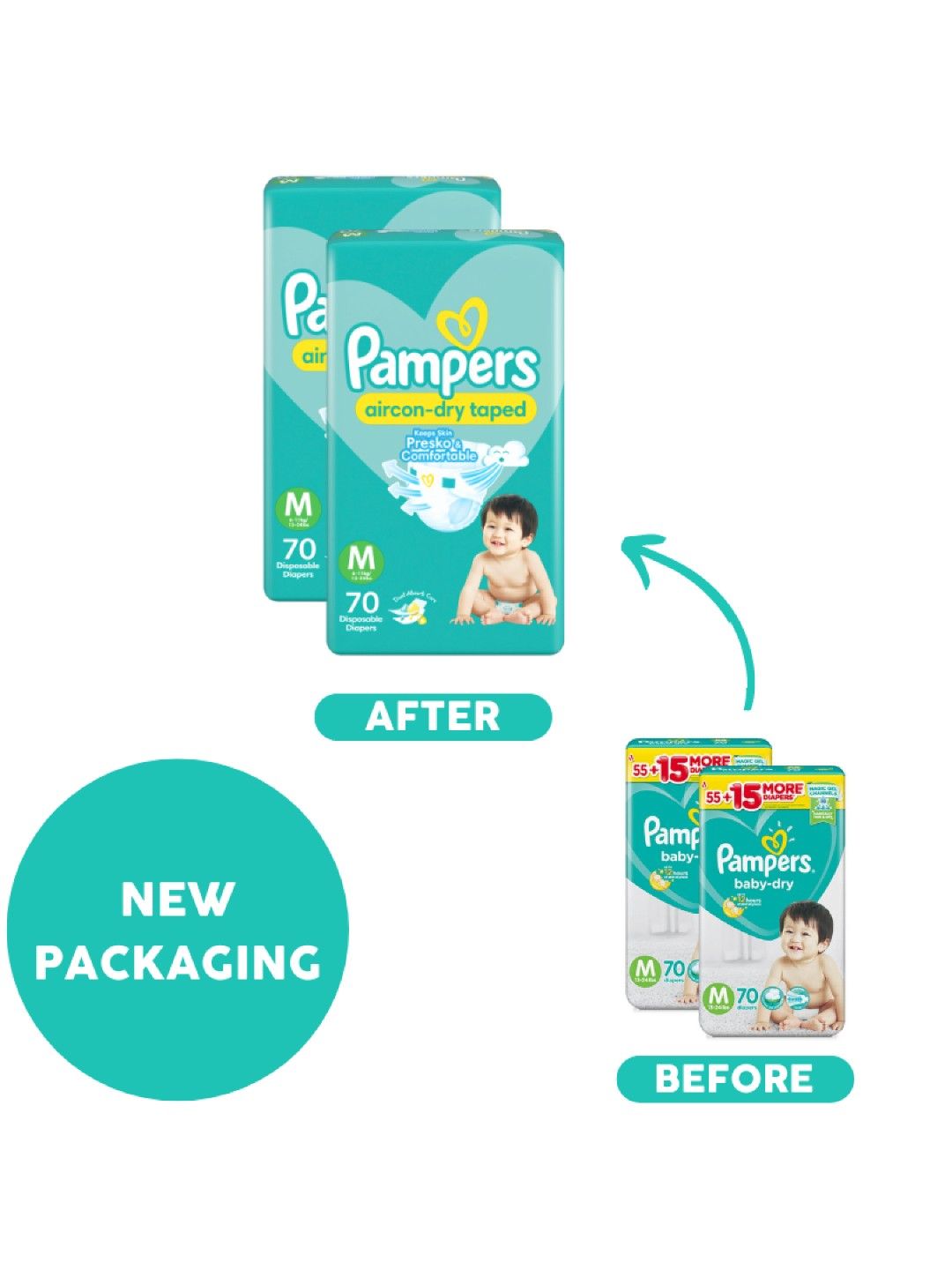 Pampers Baby Dry Taped Medium 70s x 2 packs (140 pcs) (No Color- Image 3)