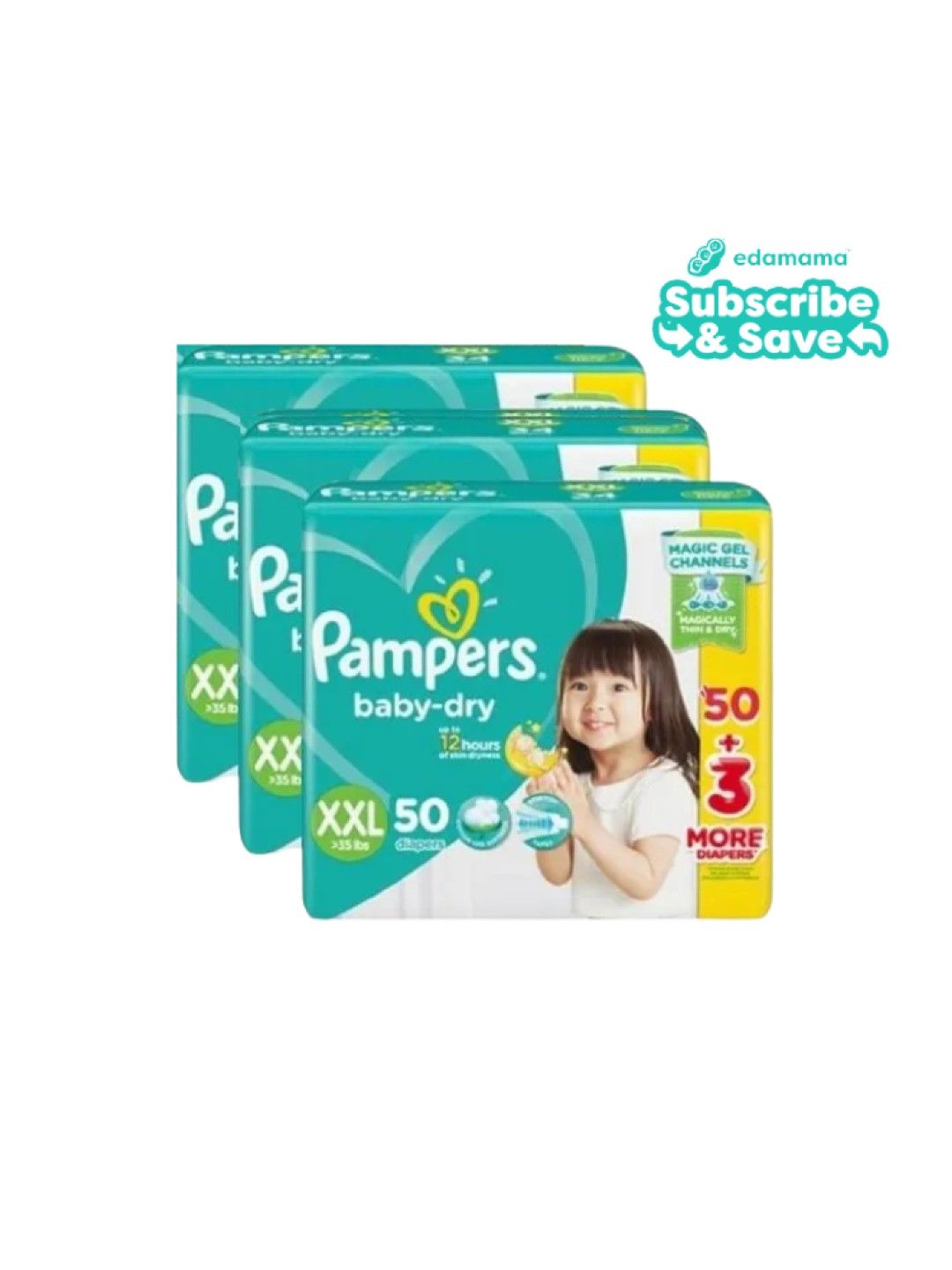Pampers Baby Dry Taped XXL Bundle (3 x 50pcs)- Subscription (No Color- Image 1)