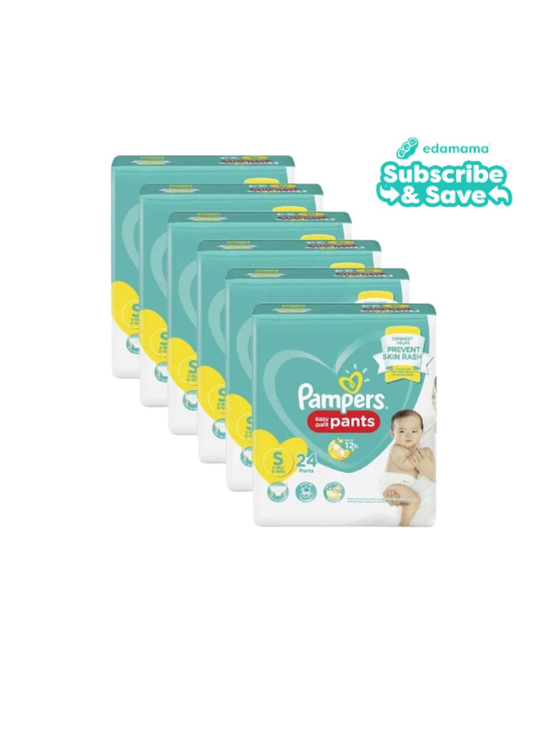 Pampers Baby Dry Pants Small 24s x 6 packs (144 pcs) - Subscription (No Color- Image 1)