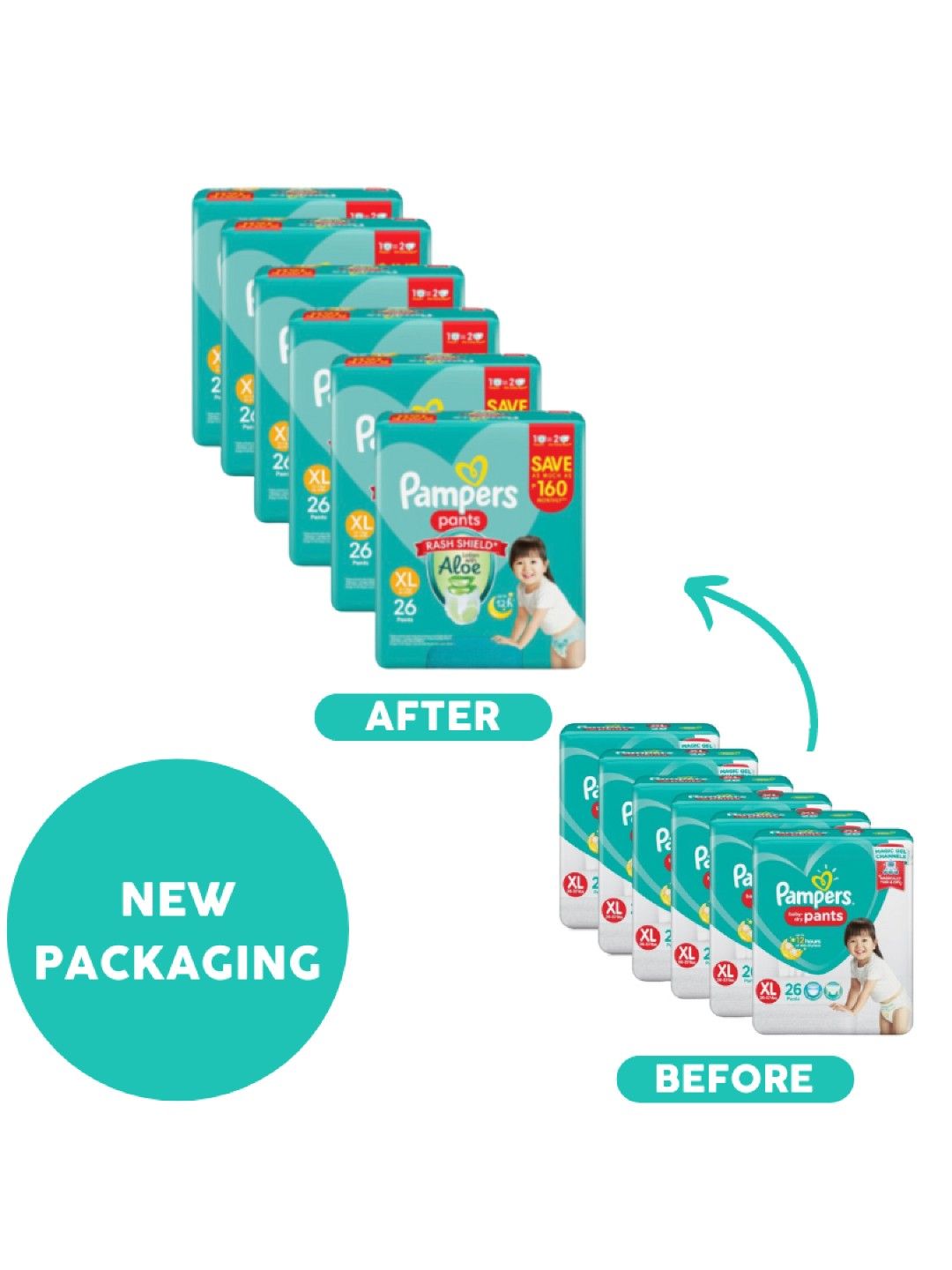 Pampers Baby Dry Pants XL 26s x 6 packs (156 pcs) (No Color- Image 3)