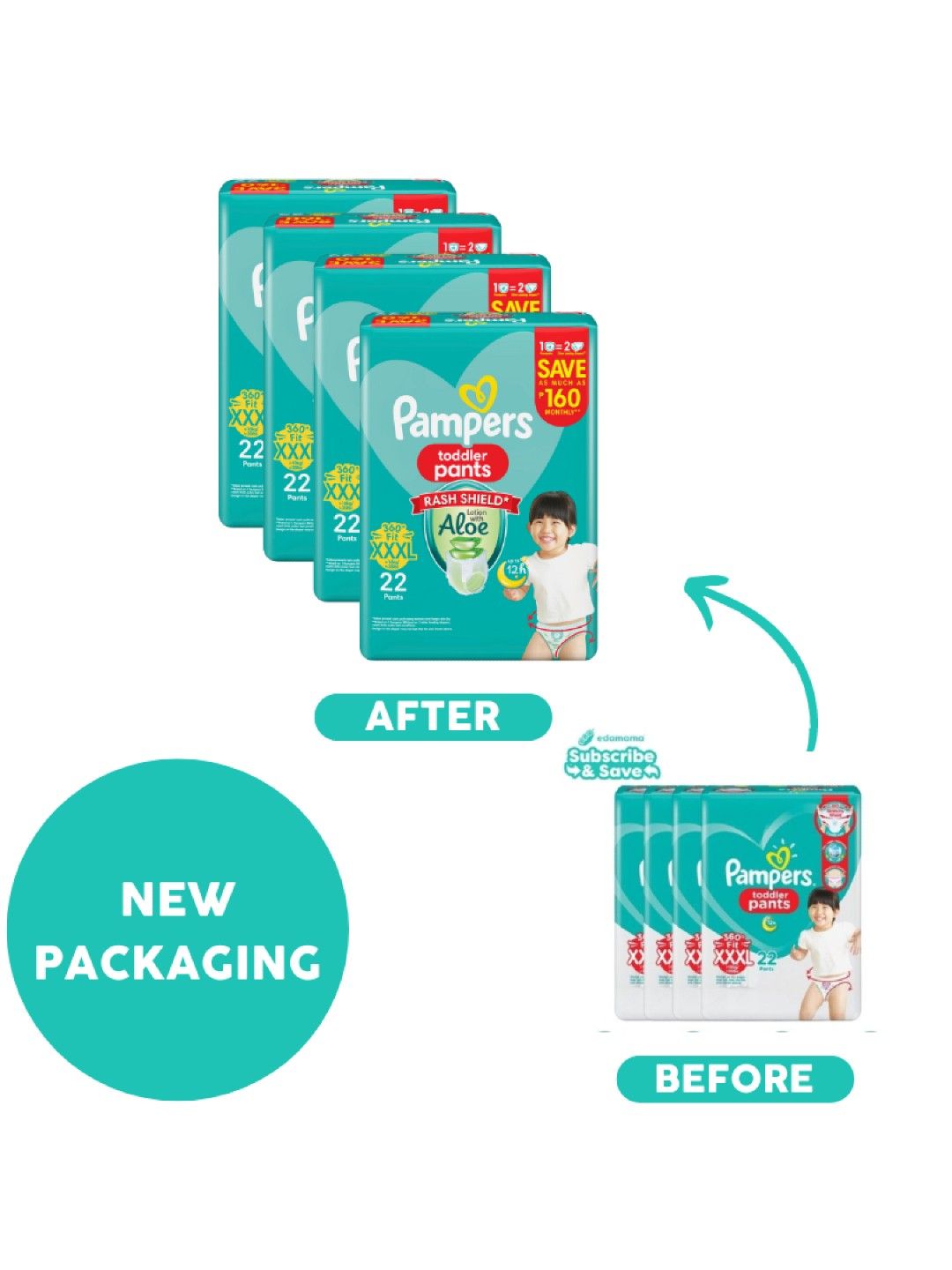Pampers Baby Dry Pants XXXL 22s x 4 packs (88 pcs) - Subscription (No Color- Image 3)