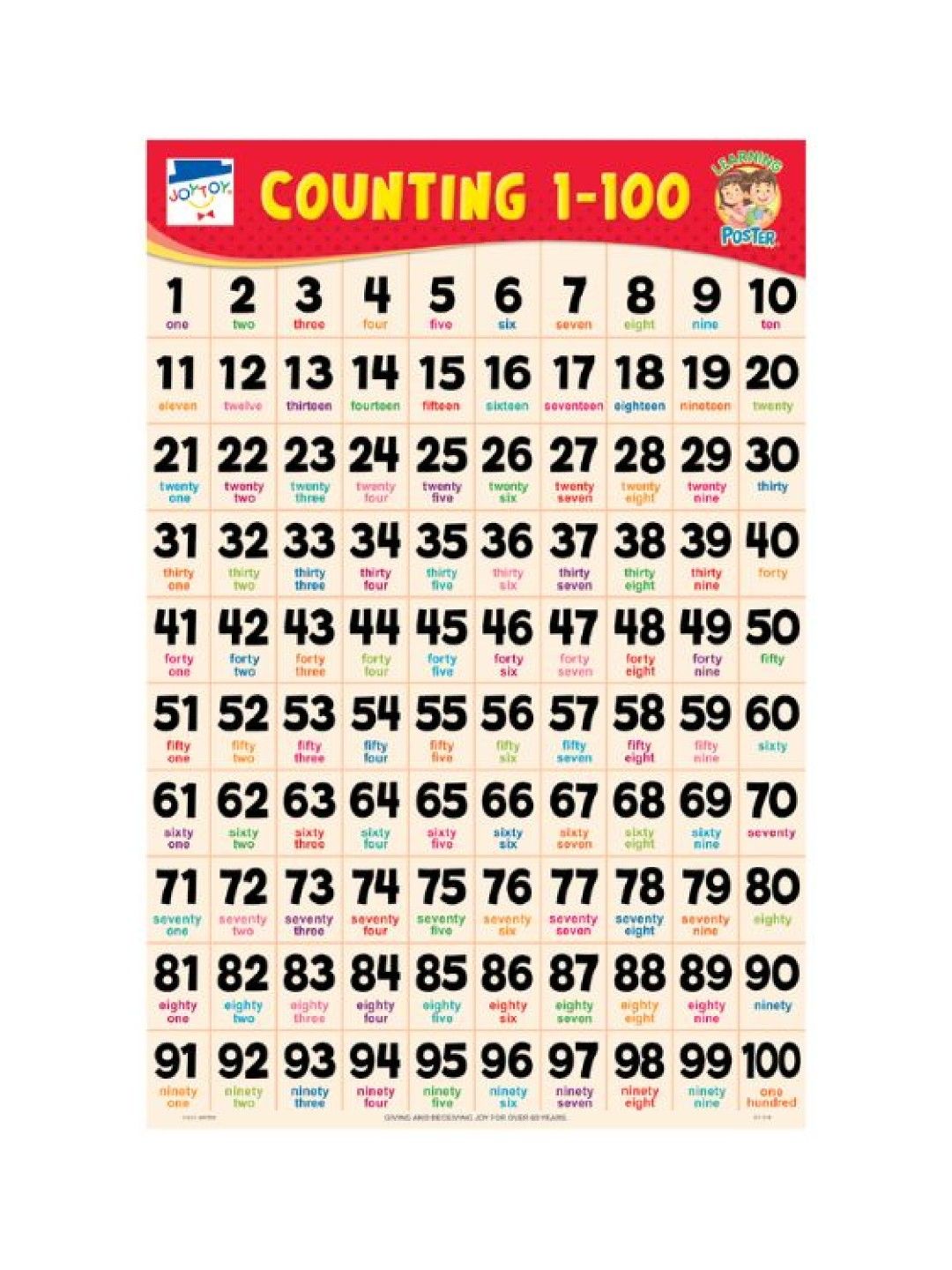 Joytoy Numbers 1-100 Poster (No Color- Image 1)