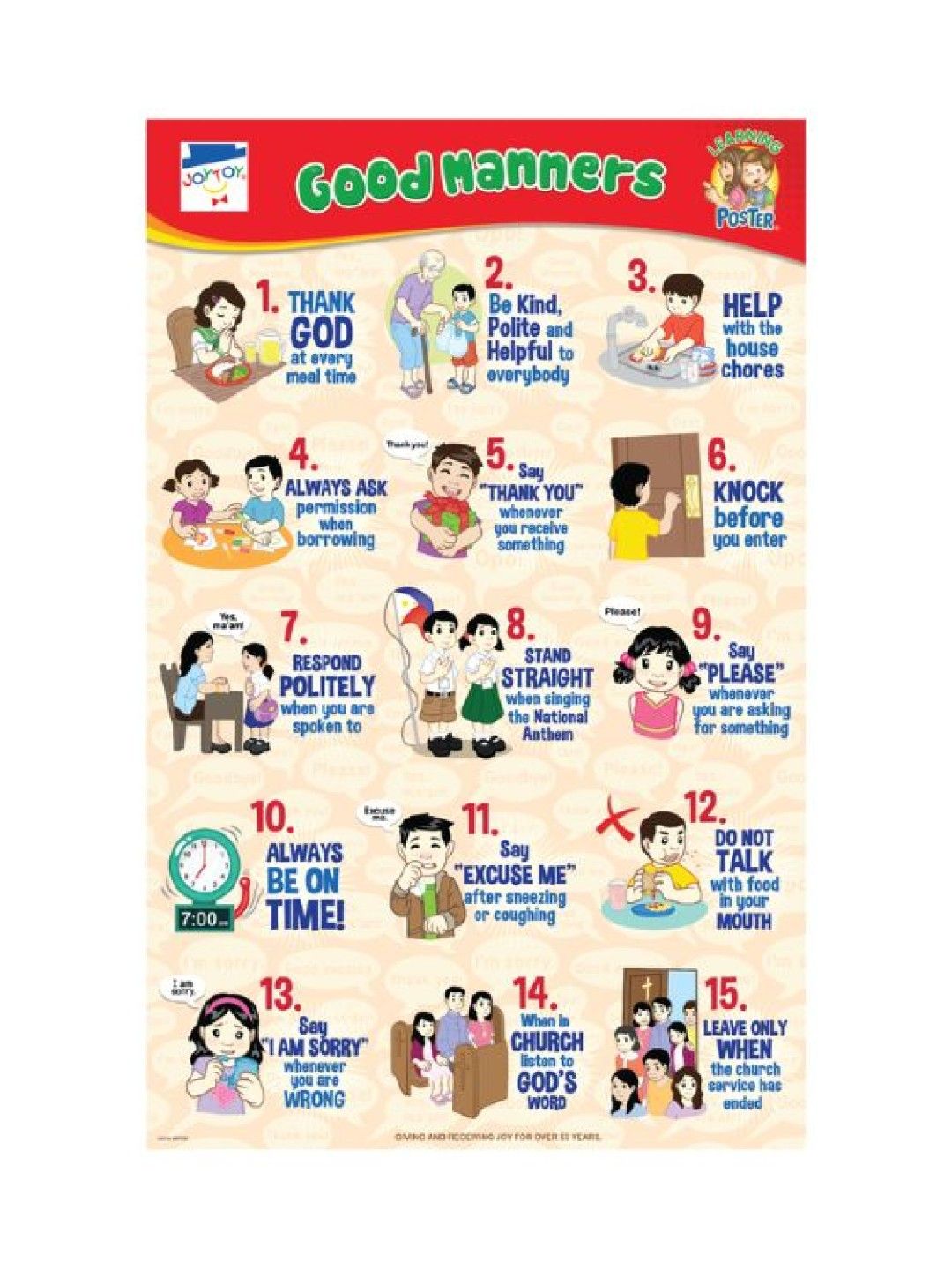 Joytoy Good Manners Poster Edamama 5424