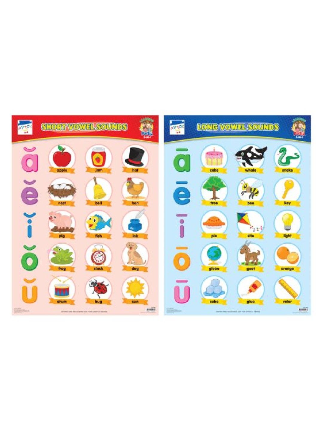 Joytoy Short & Long Vowel Sounds 2 In 1 Poster (No Color- Image 1)