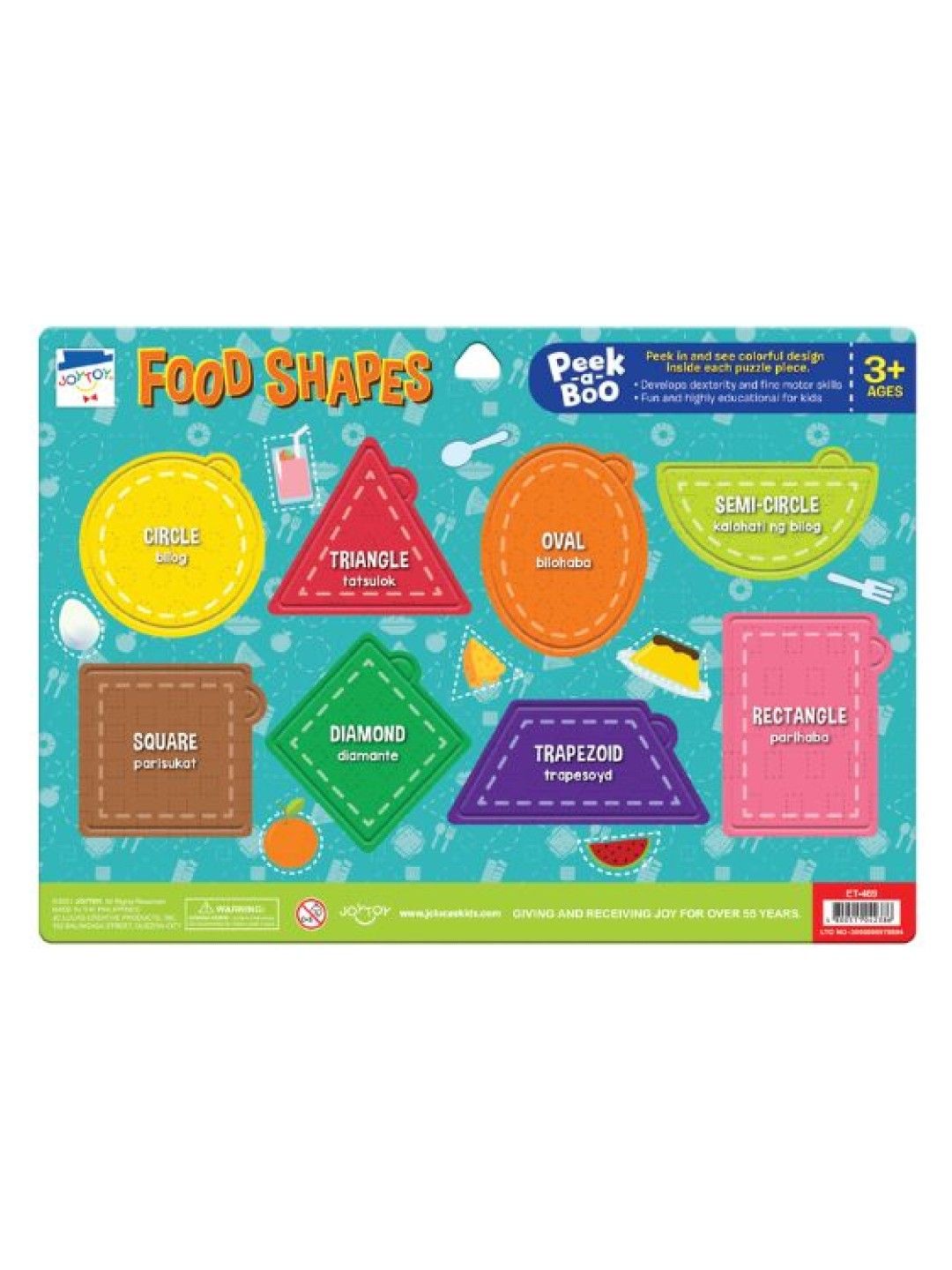 Joytoy Food Shapes Peek-A-Boo Puzzle (No Color- Image 1)