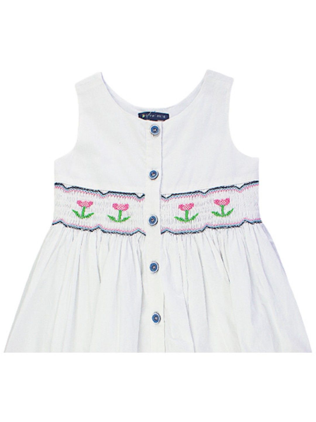 Periwinkle Evani Hand Smocked Casual Dress (White- Image 3)