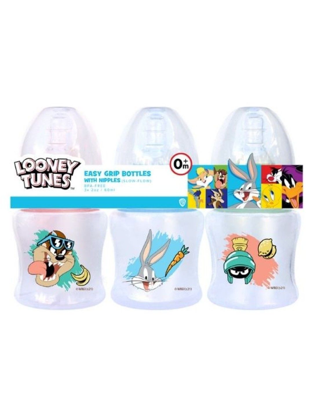 Looney Tunes Easy Grip Feeding Bottle 2oz (3 pcs) (Boy- Image 1)