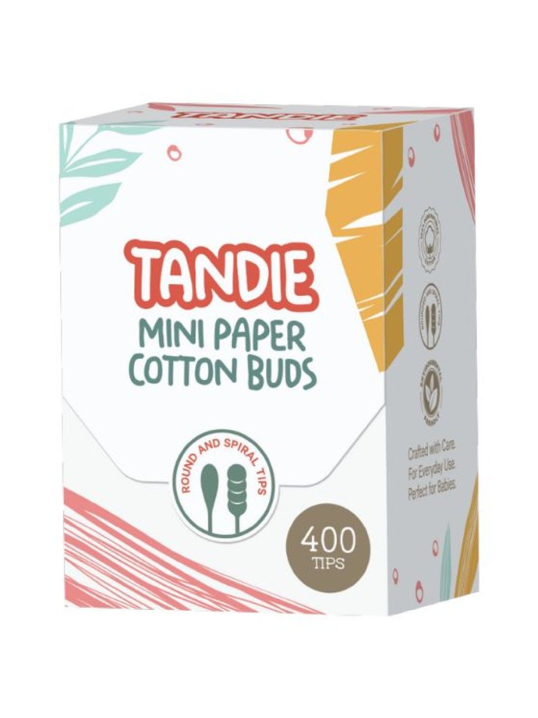 Tandie Eco-Friendly Baby Cotton Buds with Mini Spiral and Round Tips (400 tips) (No Color- Image 1)