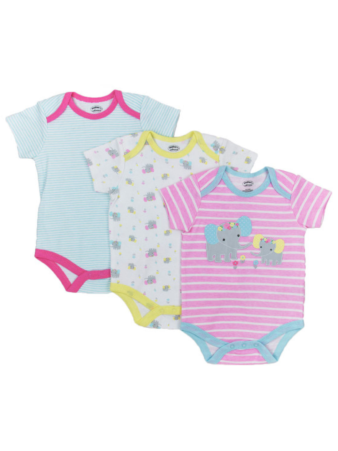 Mother's Choice Elephant Short Sleeves Onesie 3-Pack