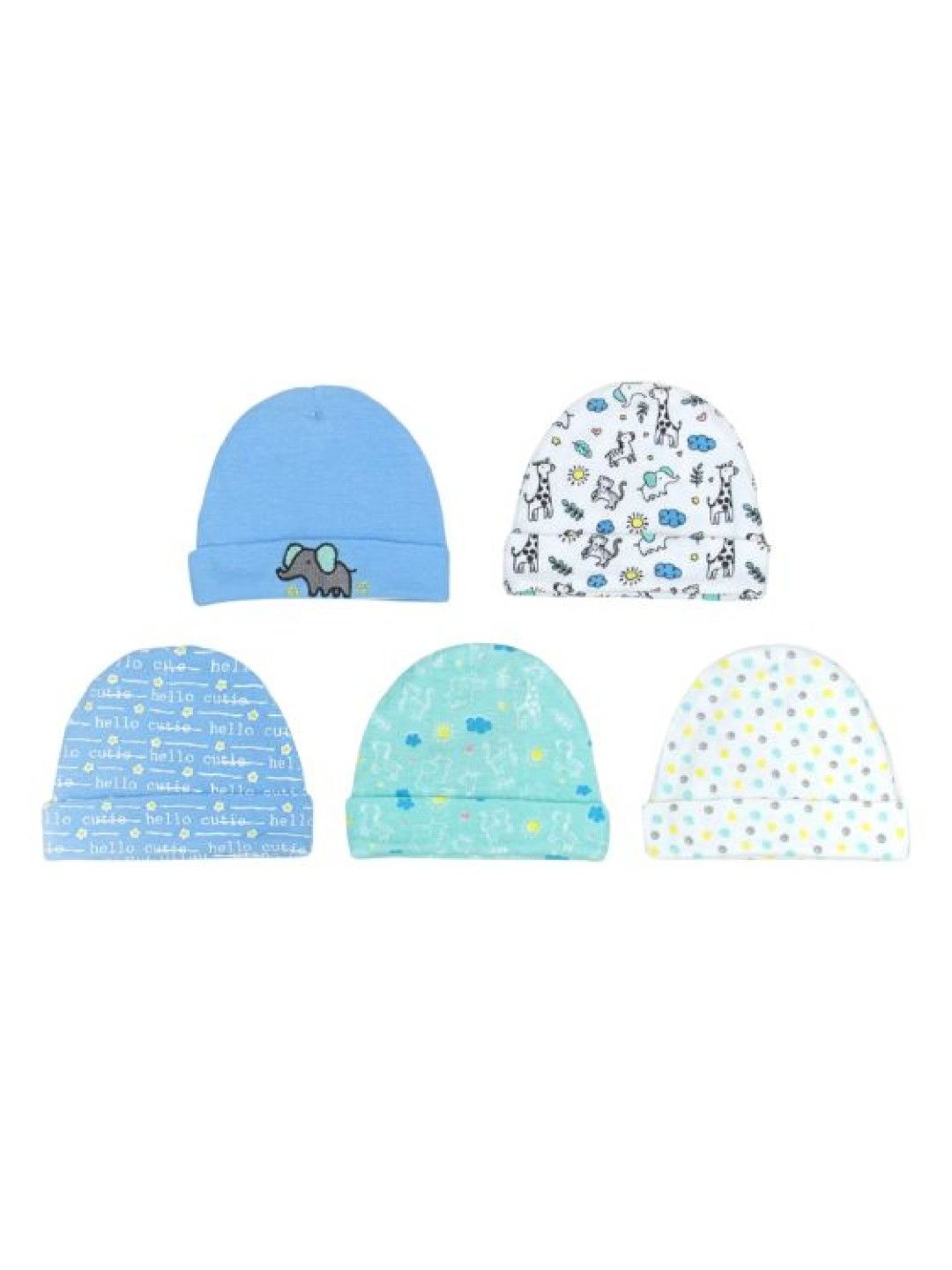 Mother's Choice 5 Pack Newborn Baby Hat (Elephant/IT2539) (No Color- Image 1)