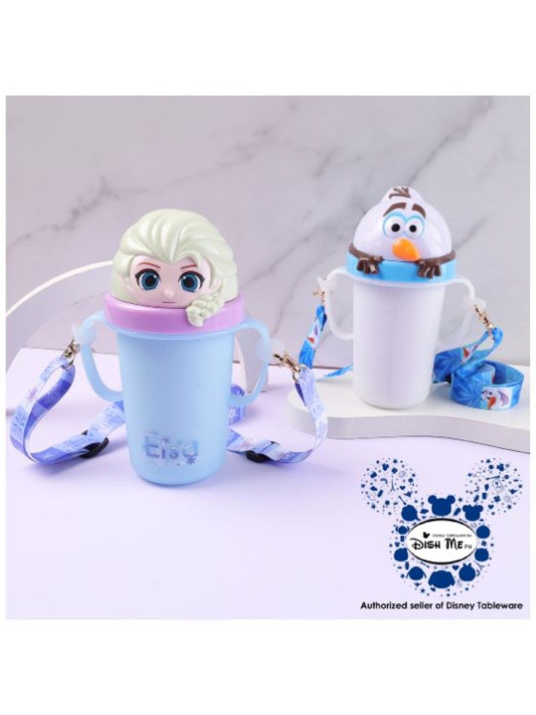 Dish Me PH Disney Olaf - 3D Stainless Learning Sippy Cup with strap (300ml) (No Color- Image 4)