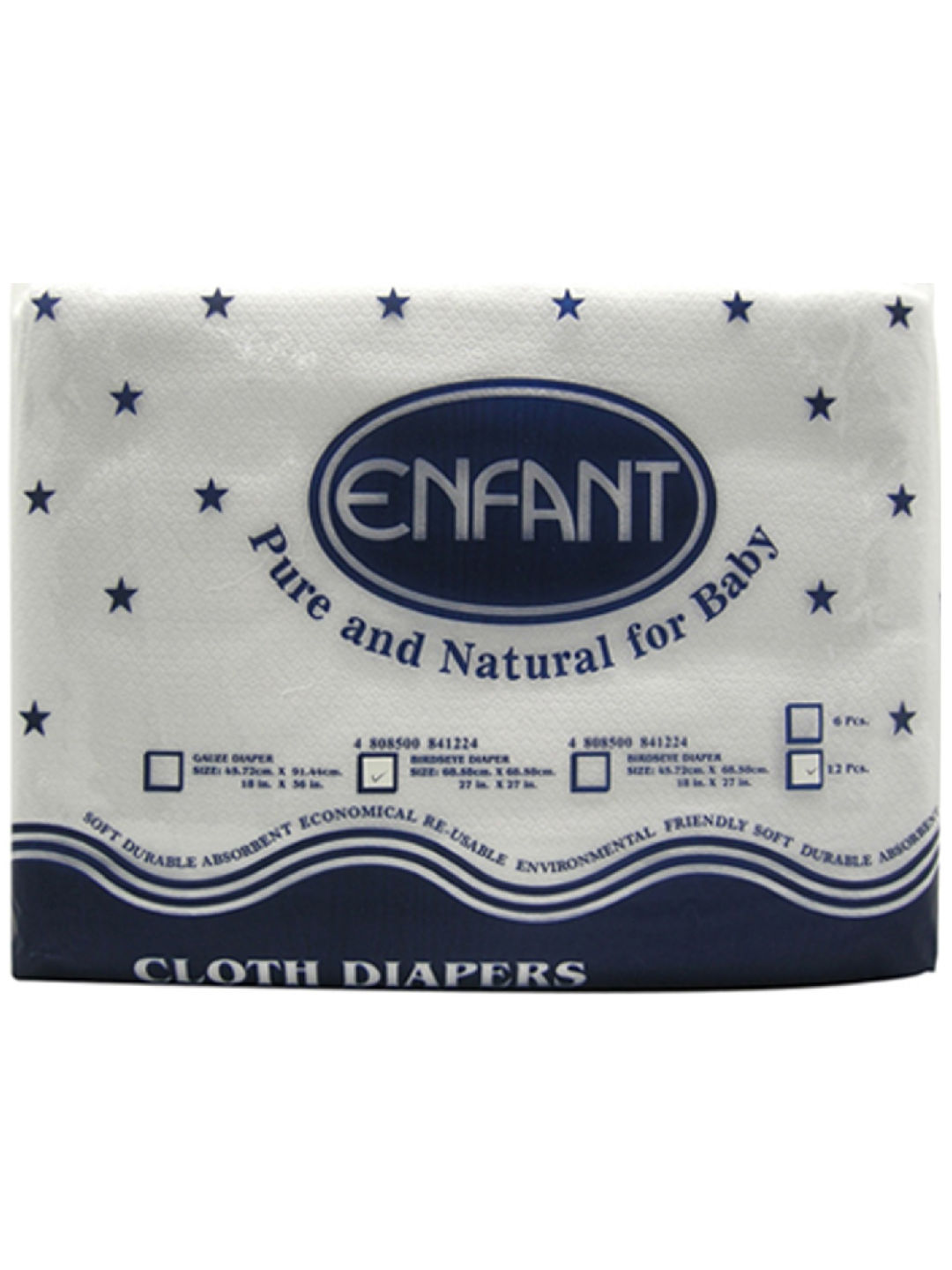 Enfant Baby Lampin Cloth Birdseye Diaper 27" x 27" (12-Pack)