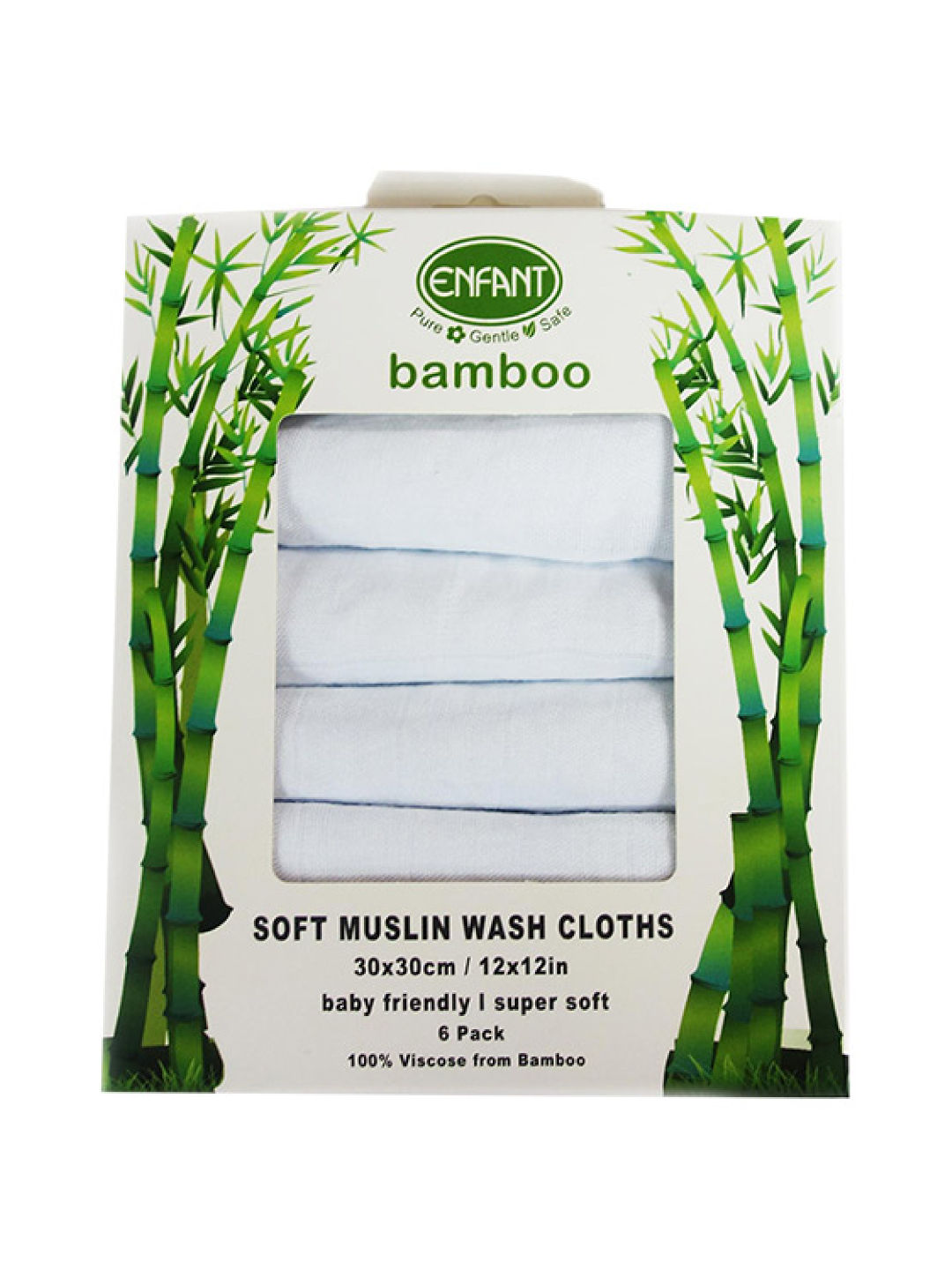 Enfant Bamboo Baby Soft Wash Cloth / Face Towel (6-Pack)