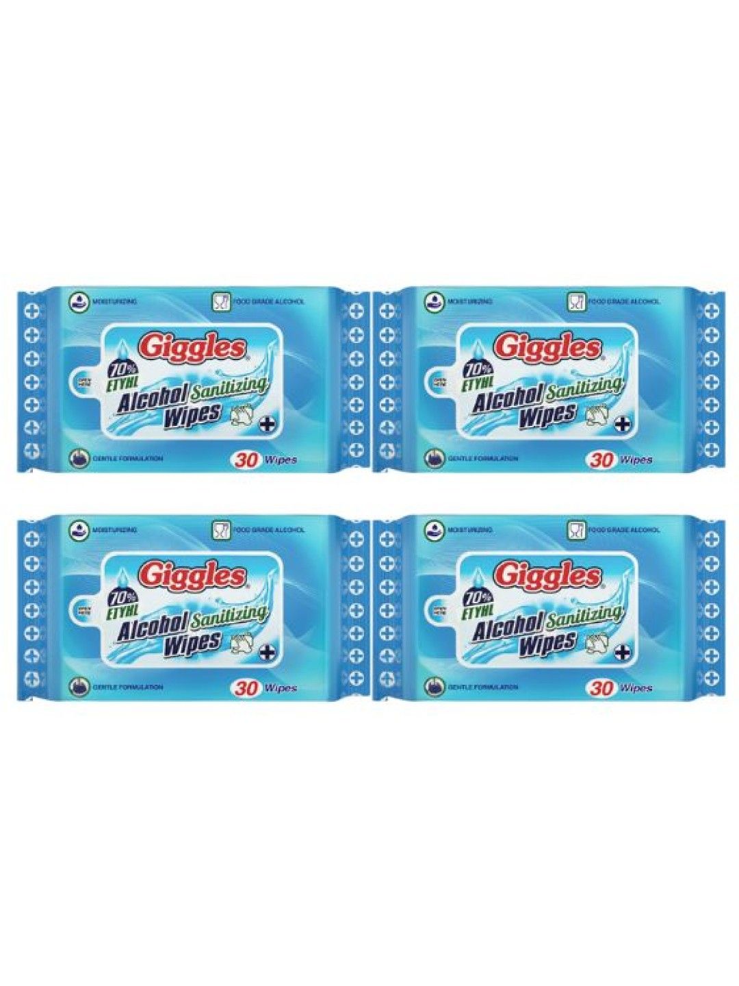 Giggles 70% Ethyl Alcohol Sanitizing Wipes 30s (4 packs)